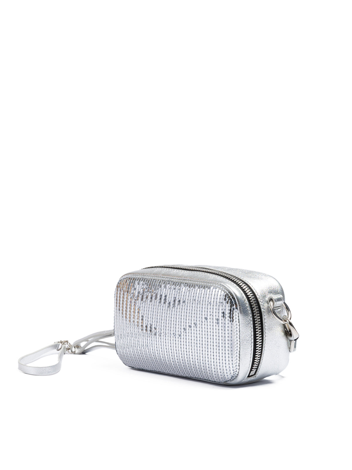 Dsquared² Silver Paillettes and Leather Clutch Bag | Regal Royce