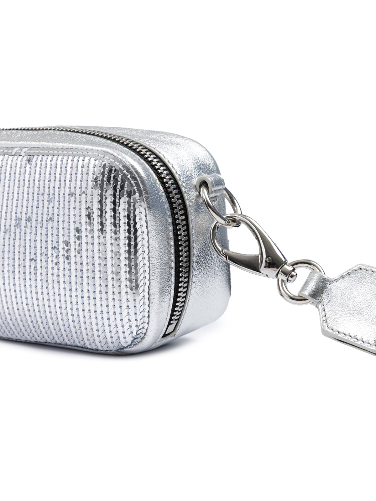 Dsquared² Silver Paillettes and Leather Clutch Bag | Regal Royce