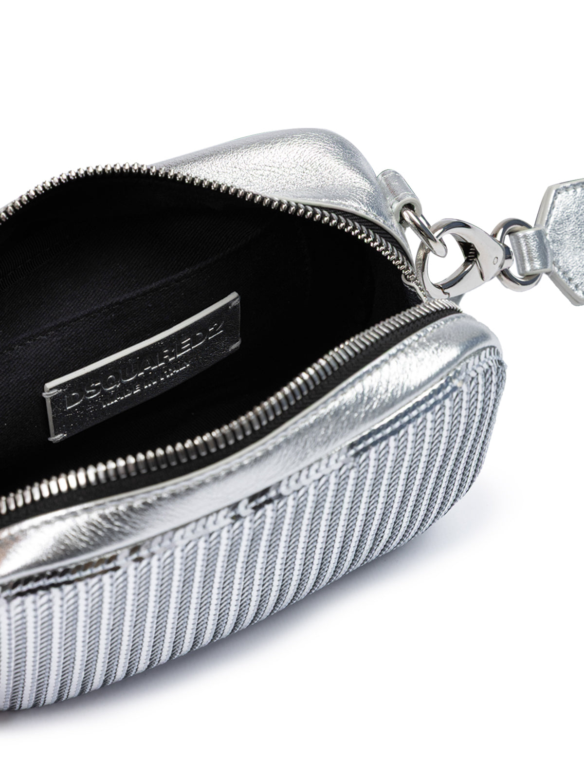 Dsquared² Silver Paillettes and Leather Clutch Bag | Regal Royce