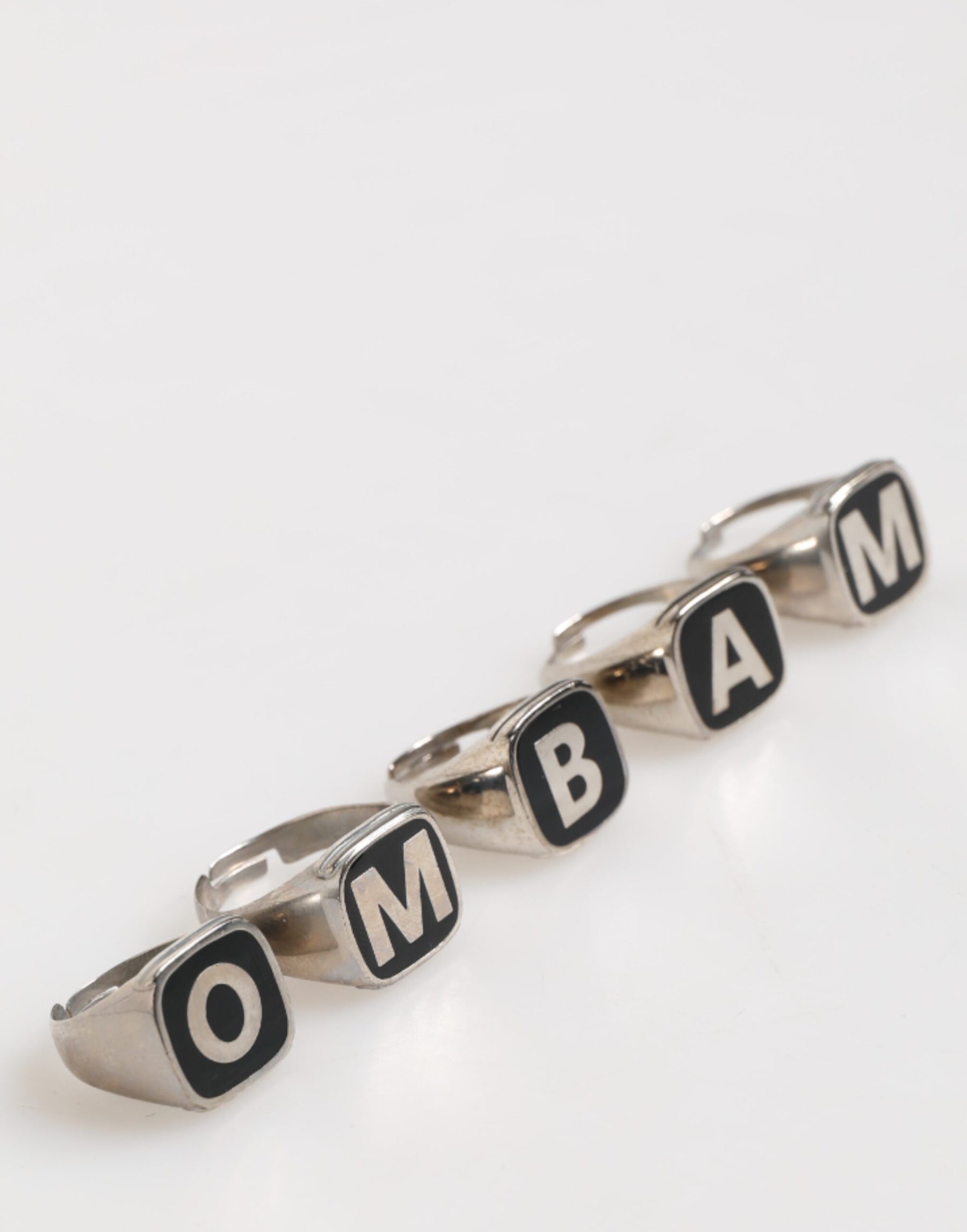 Dolce & Gabbana Silver Tone Brass Lettering Set 5 Pieces Adjustable Ring | Regal Royce