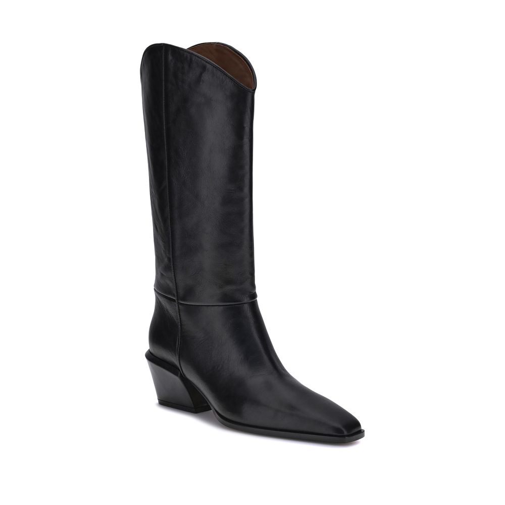 Paris Texas Black Calf Leather Bos Taurus Ankle Boots | Regal Royce