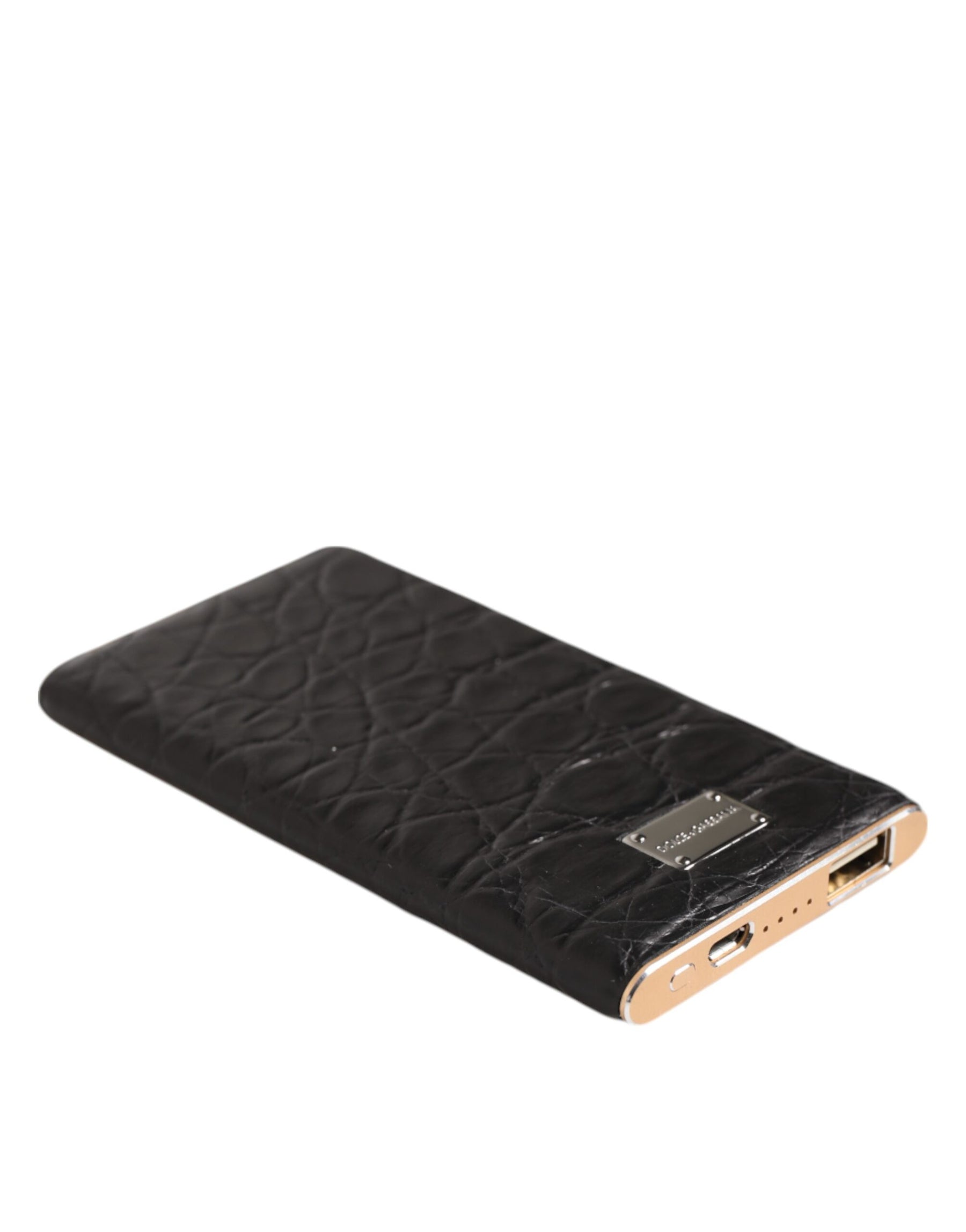 Dolce & Gabbana Black Leather Embossed Skin 3000mAh Power Bank Charger USB | Regal Royce