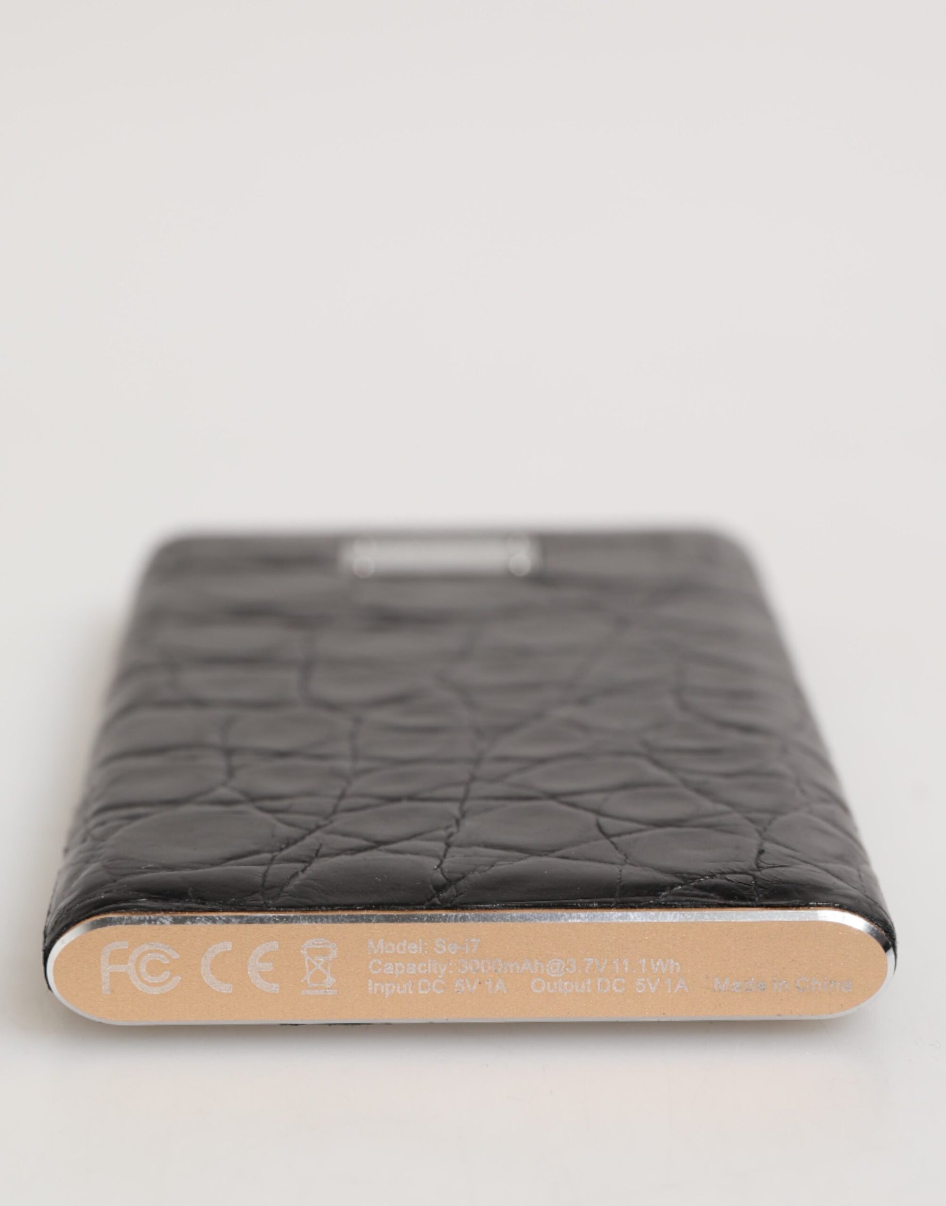 Dolce & Gabbana Black Leather Embossed Exotic 3000mAh  Power Bank Charger USB