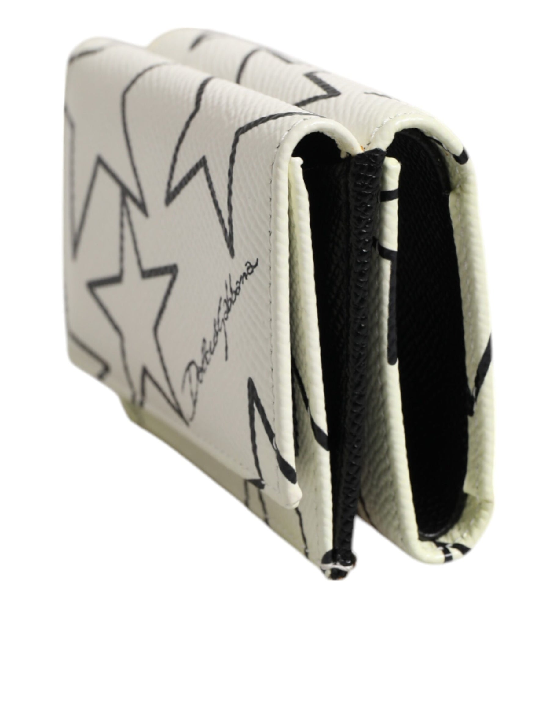 Dolce & Gabbana White Leather Trifold DG Star Print Card Holder Wallet | Regal Royce