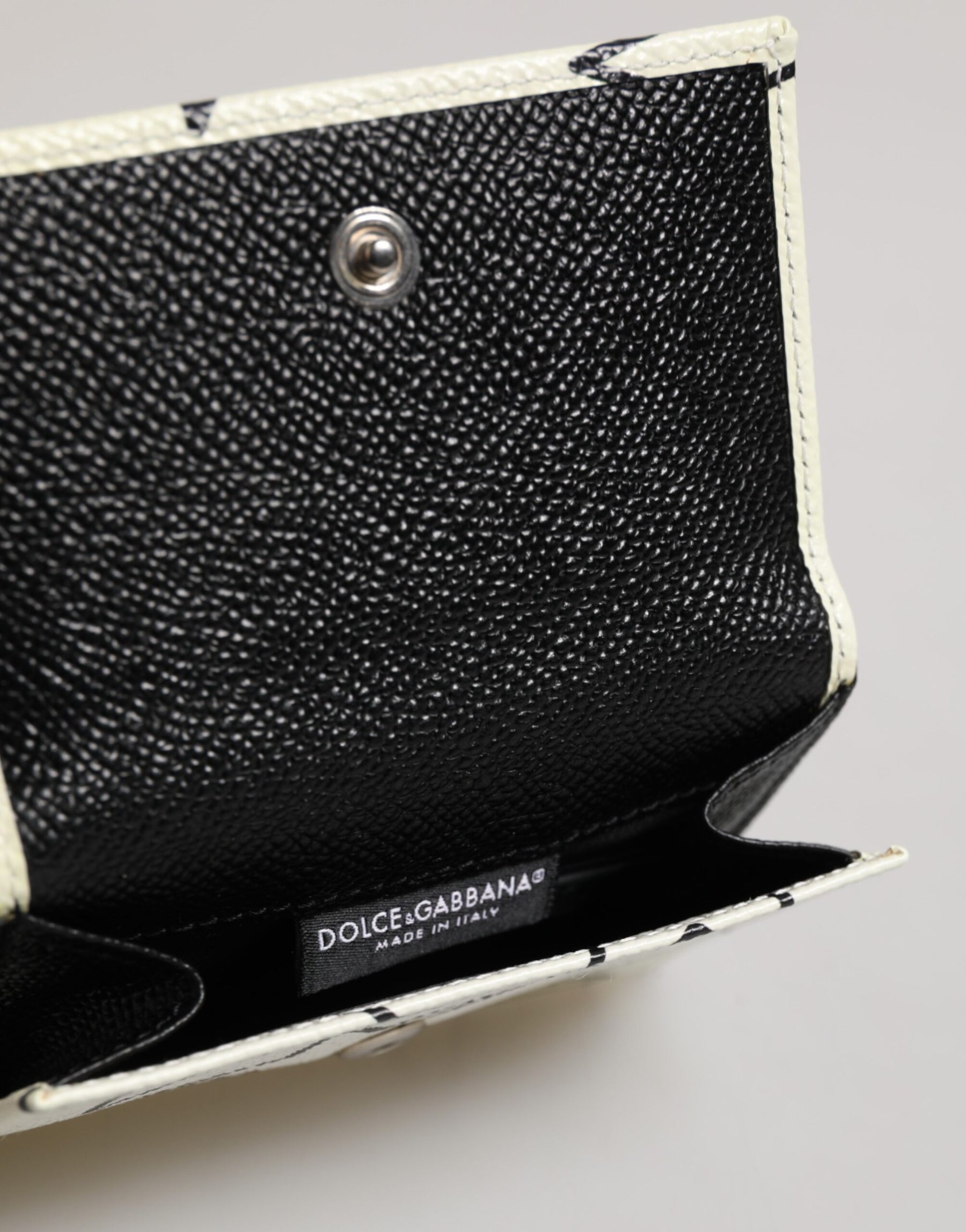 Dolce & Gabbana White Leather Trifold DG Star Print Card Holder Wallet | Regal Royce