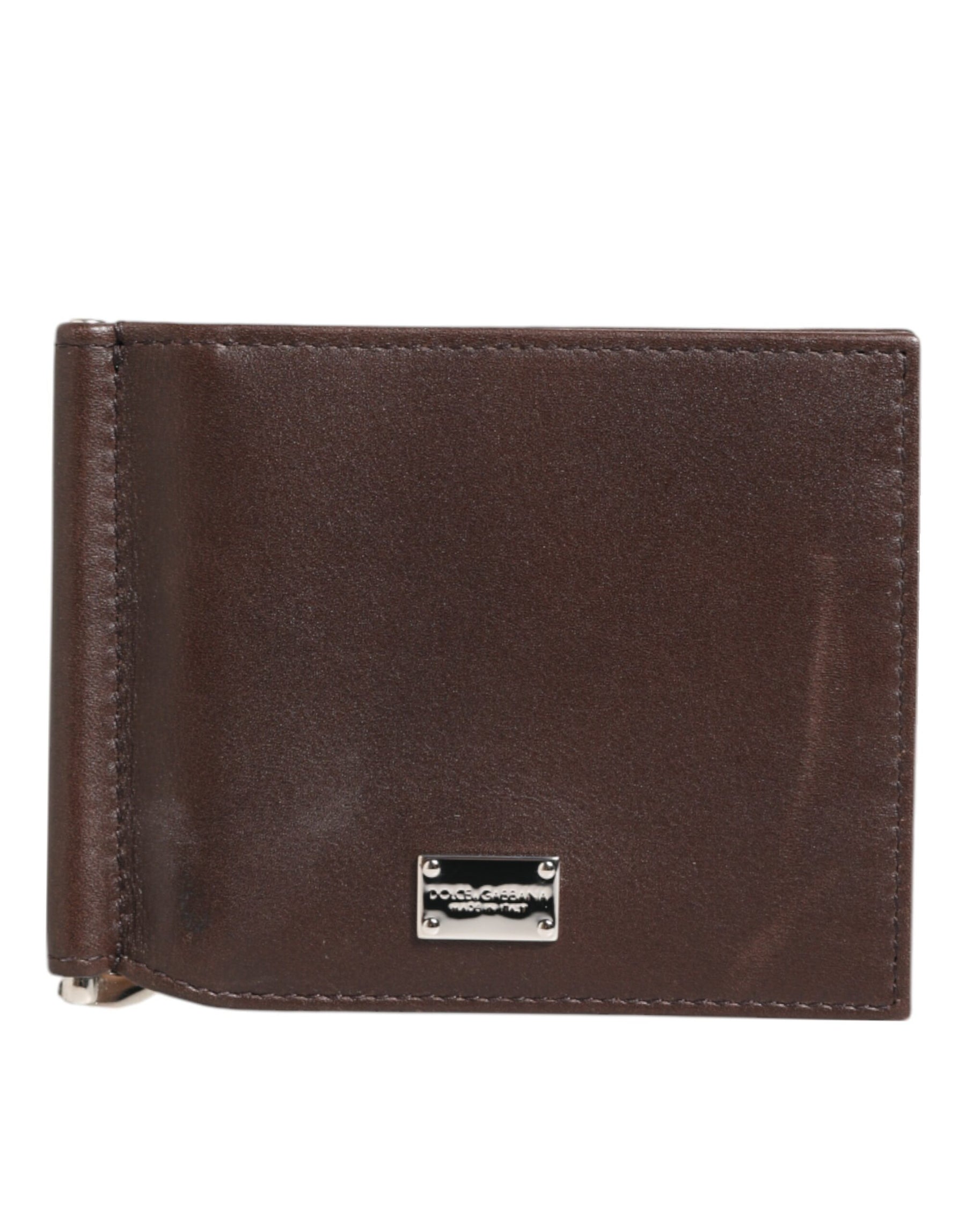 Dolce & Gabbana Brown Leather DG Logo Engrave Bifold Card Holder Wallet | Regal Royce