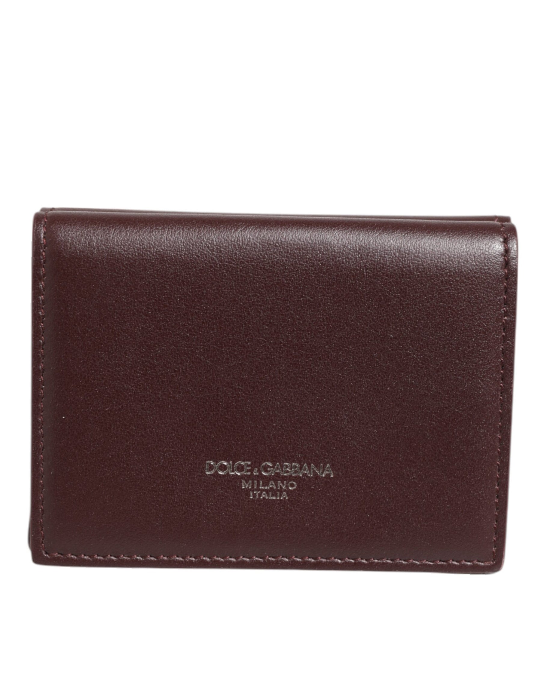 Dolce & Gabbana Leather Embossed Logo Trifold Men Card Holder Dark Brown | Regal Royce