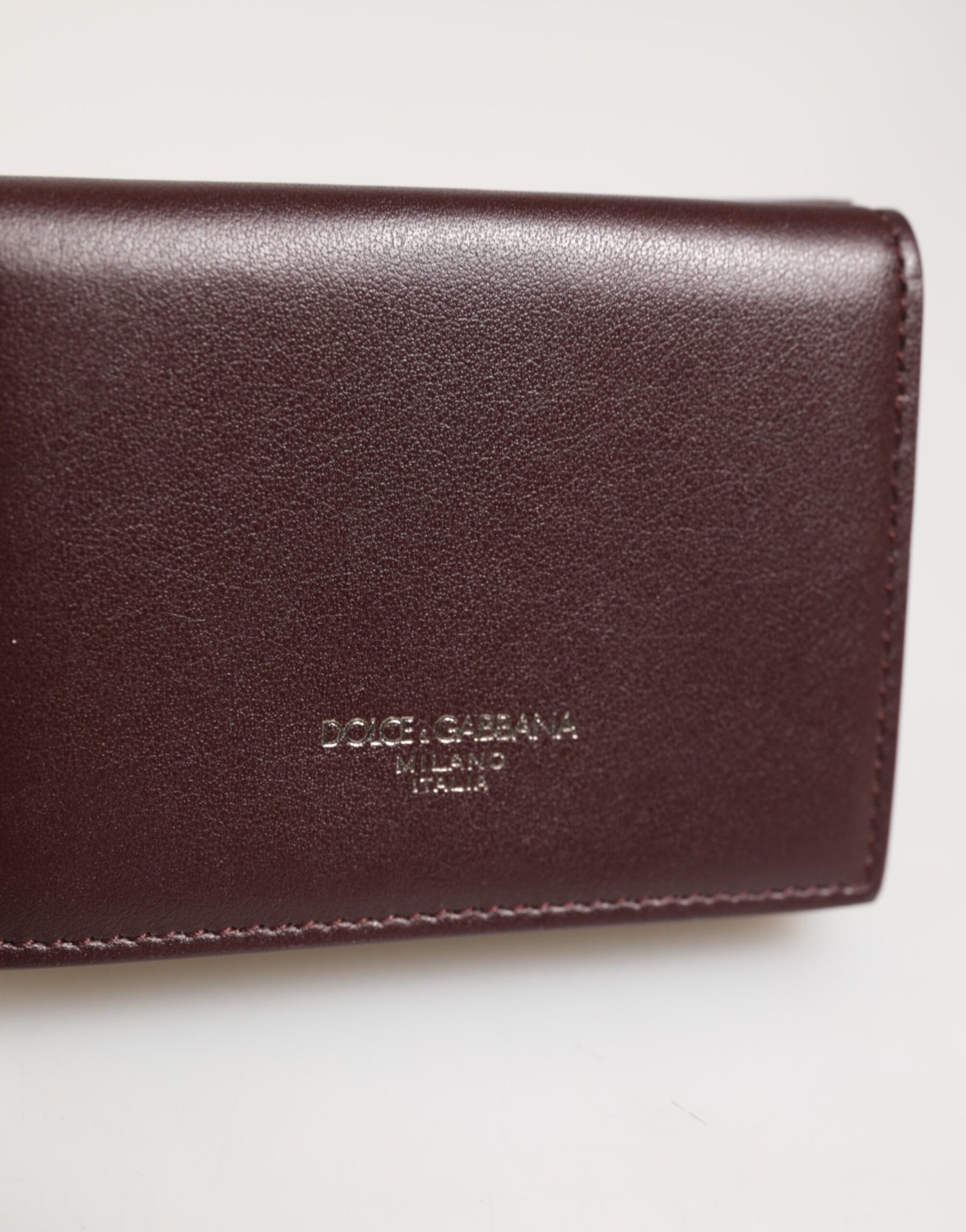 Dolce & Gabbana Leather Embossed Logo Trifold Men Card Holder Dark Brown | Regal Royce
