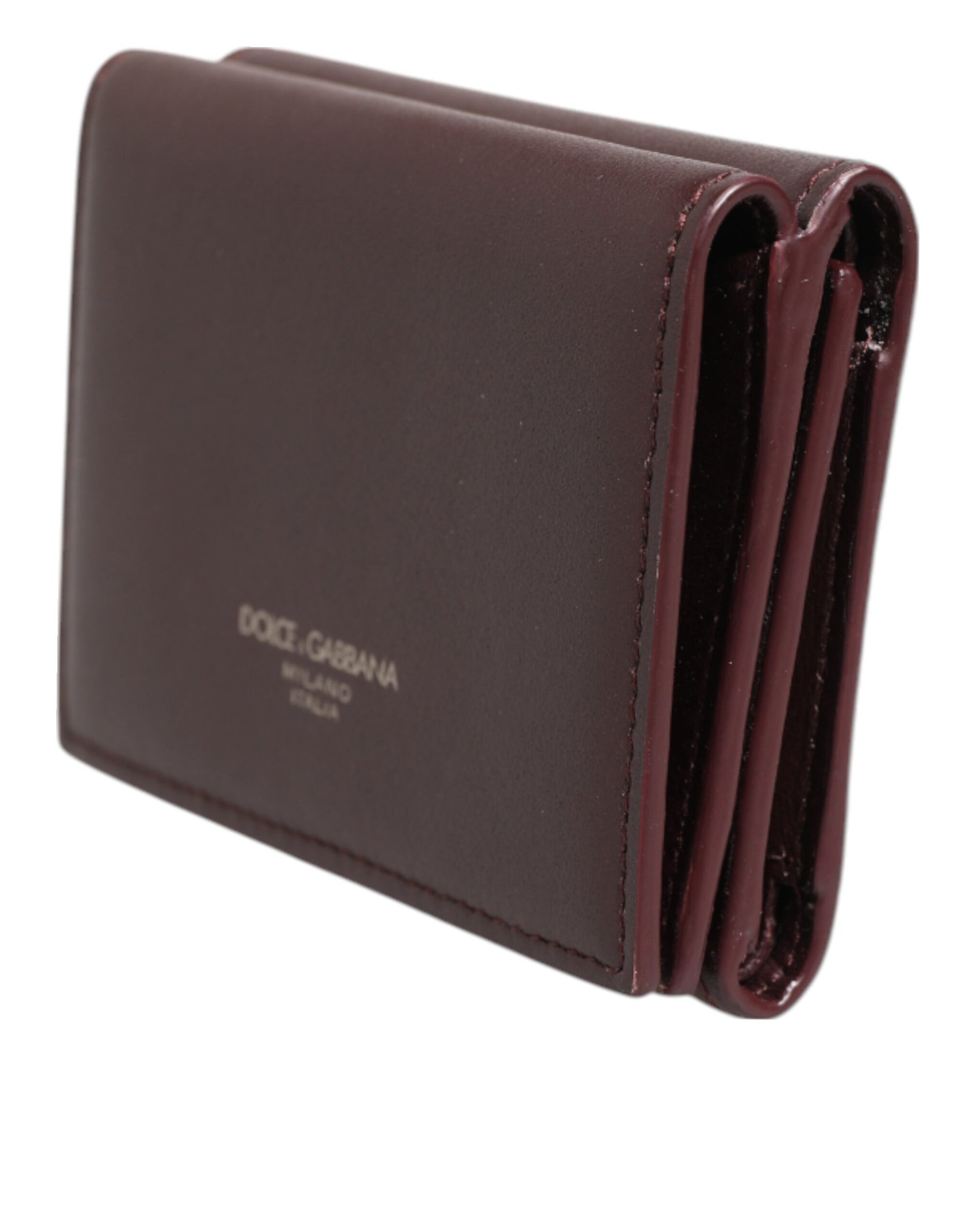 Dolce & Gabbana Leather Embossed Logo Trifold Men Card Holder Dark Brown | Regal Royce