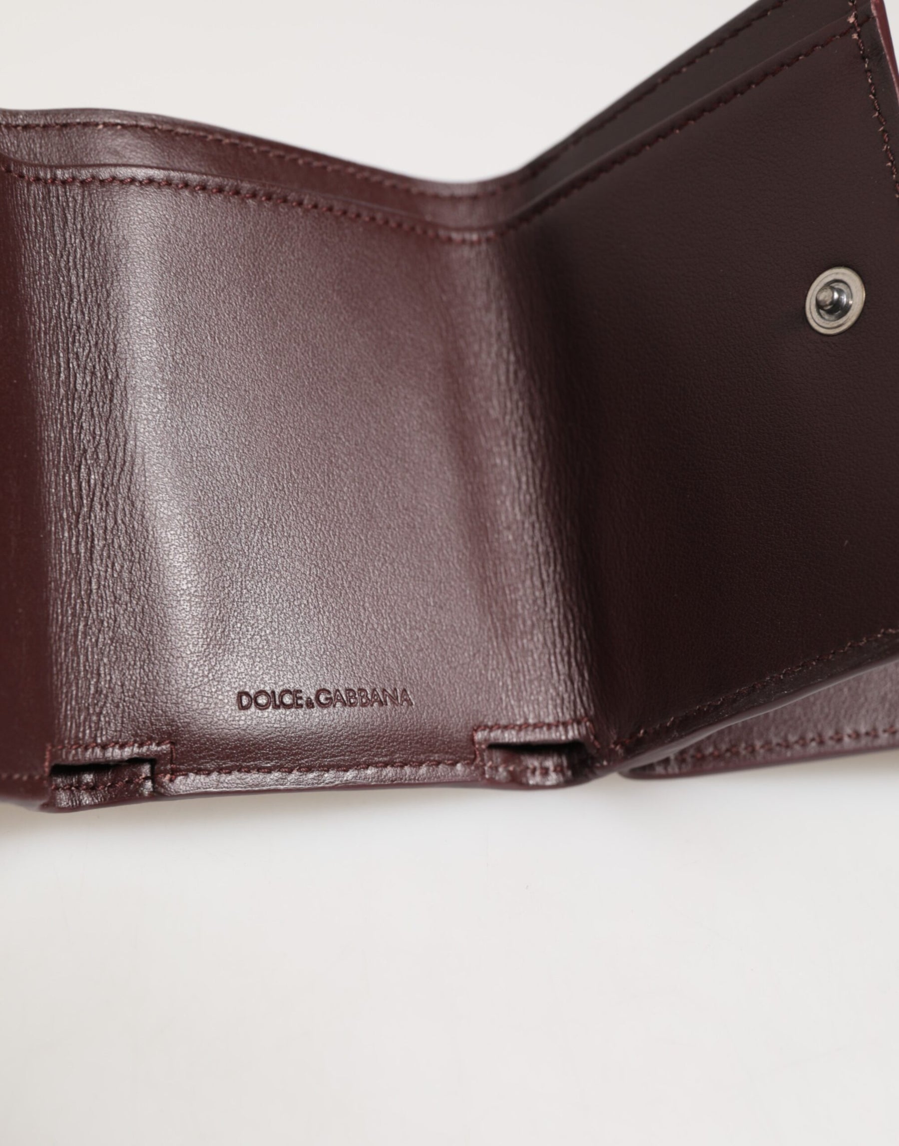 Dolce & Gabbana Leather Embossed Logo Trifold Men Card Holder Dark Brown | Regal Royce