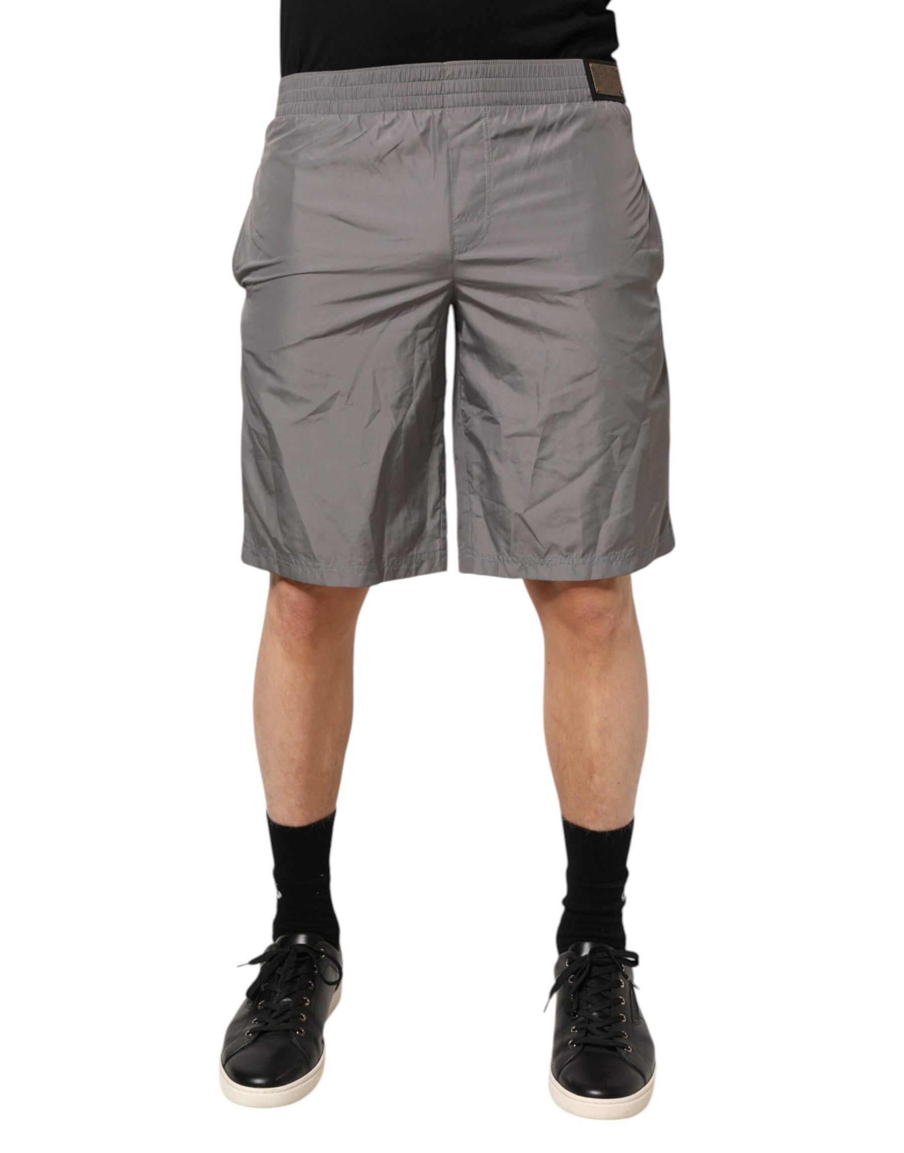 Dolce & Gabbana Light Gray Nylon Elastic Waist Shorts Swimwear | Regal Royce