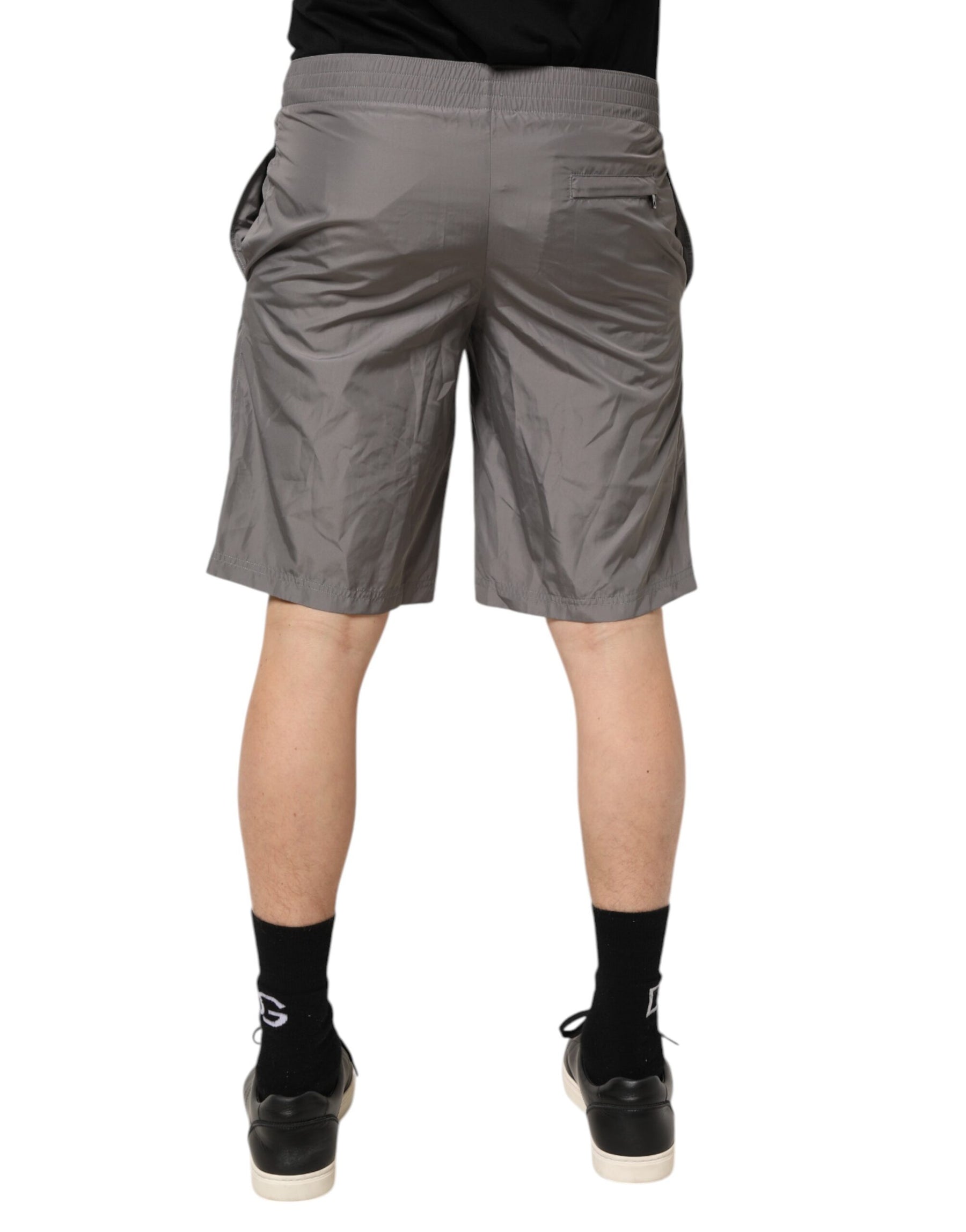 Dolce & Gabbana Light Gray Nylon Elastic Waist Shorts Swimwear | Regal Royce