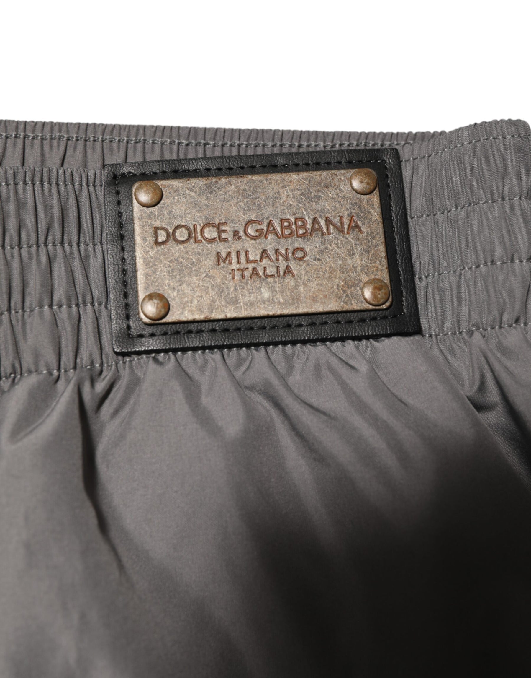 Dolce & Gabbana Light Gray Nylon Elastic Waist Shorts Swimwear | Regal Royce