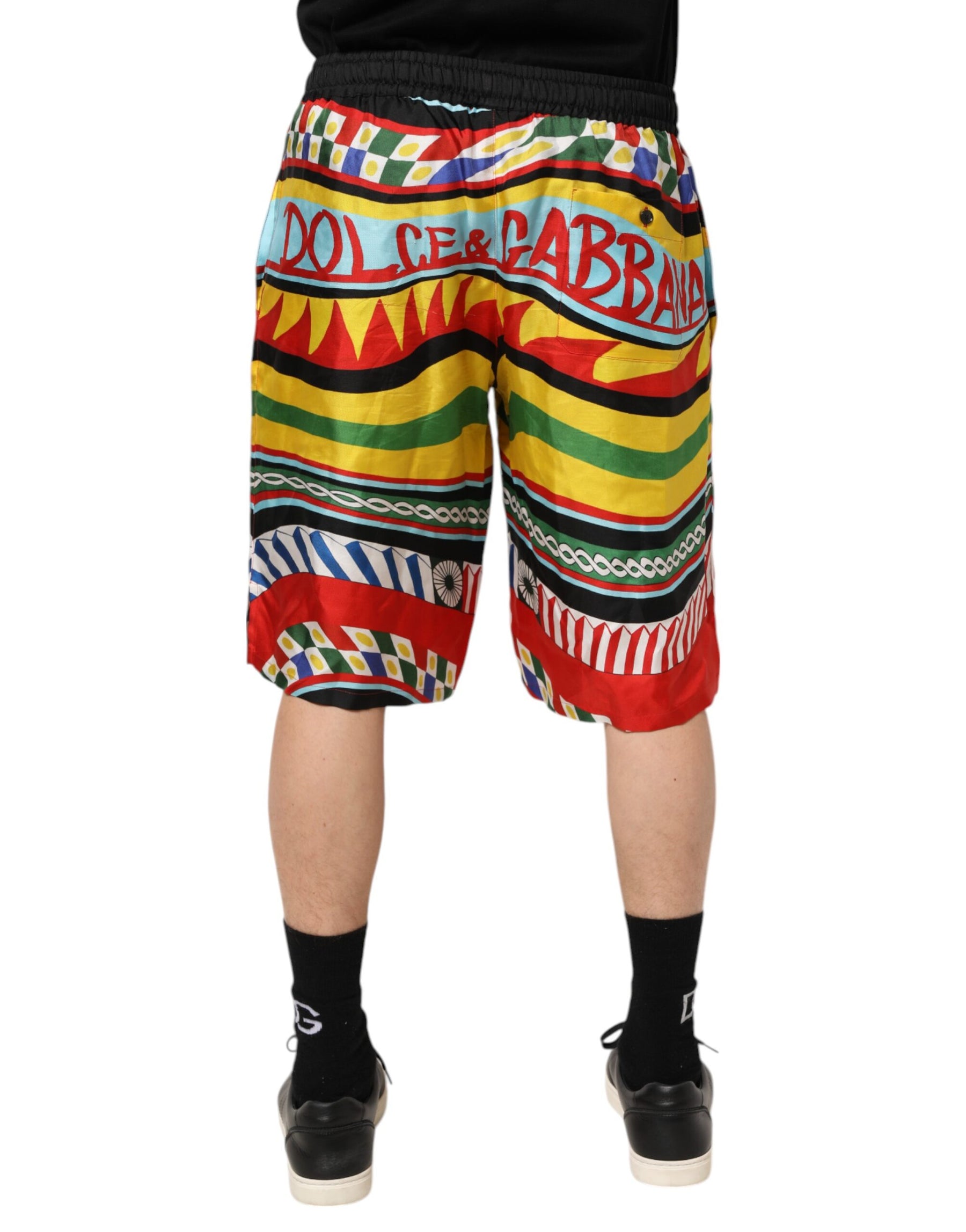 Dolce & Gabbana Multicolor Sicilian Carretto Shorts Swimwear | Regal Royce