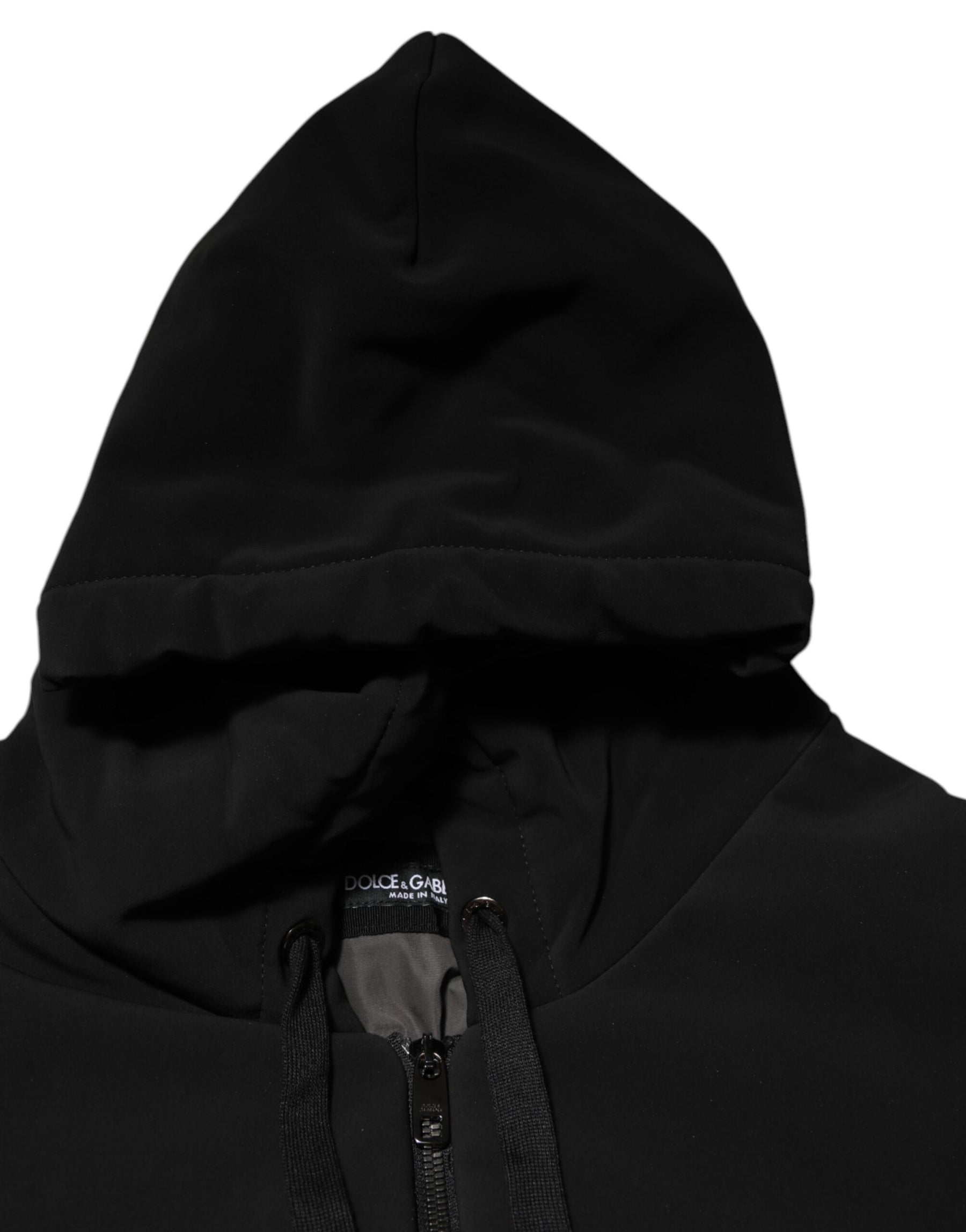 Dolce & Gabbana Black Cotton Quilted Studded Sleeve Hoodie Jacket | Regal Royce