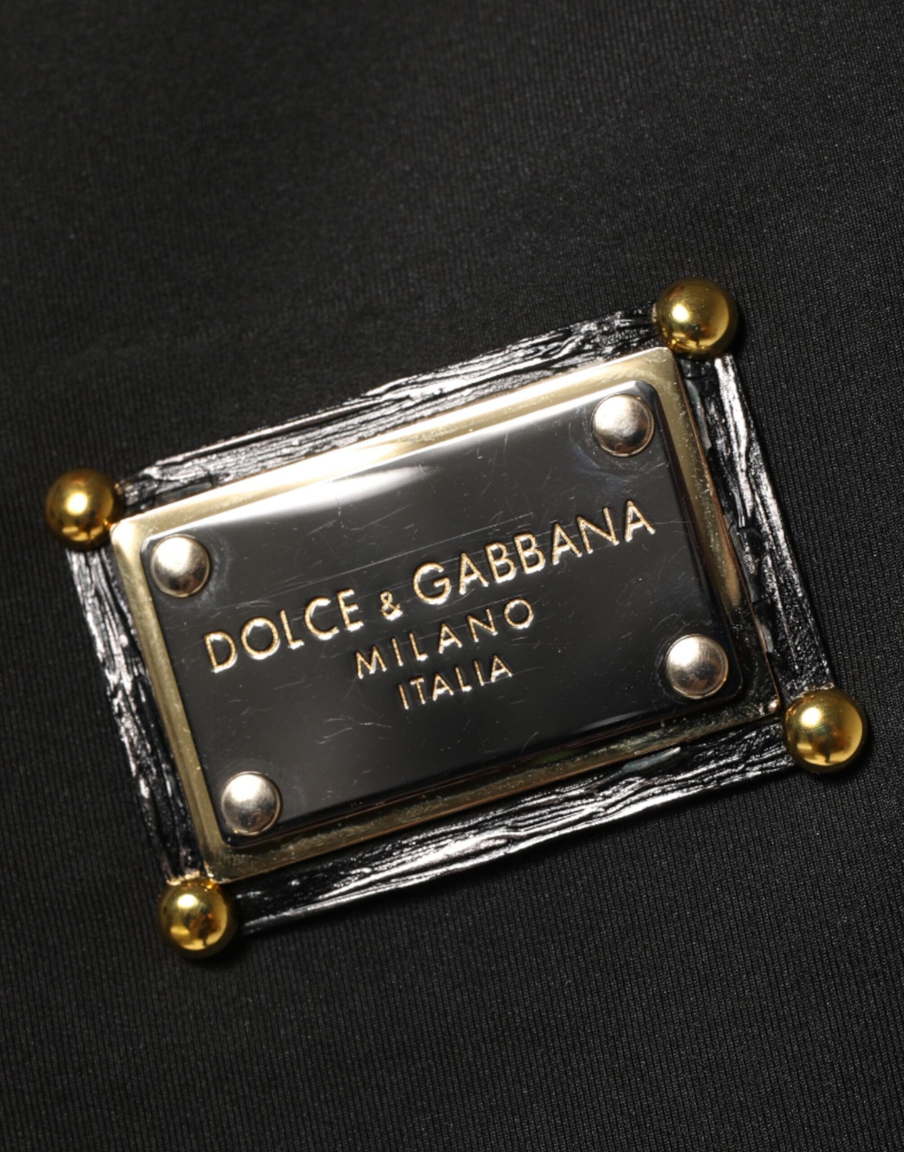 Dolce & Gabbana Black Polyester Logo Plaque Bomber Jacket | Regal Royce