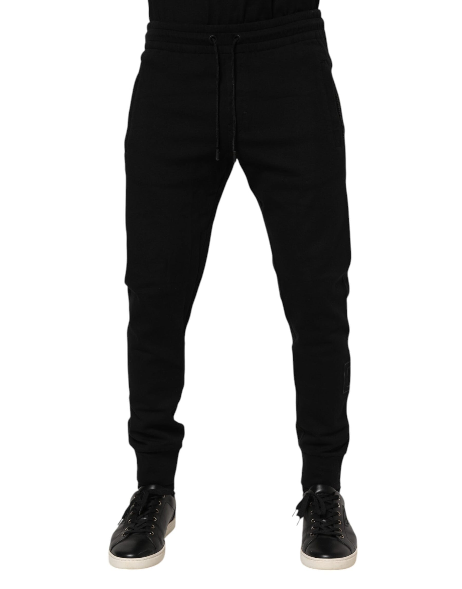 Dolce & Gabbana Black Cotton Jogger Jogging Men Trouser Pants | Regal Royce