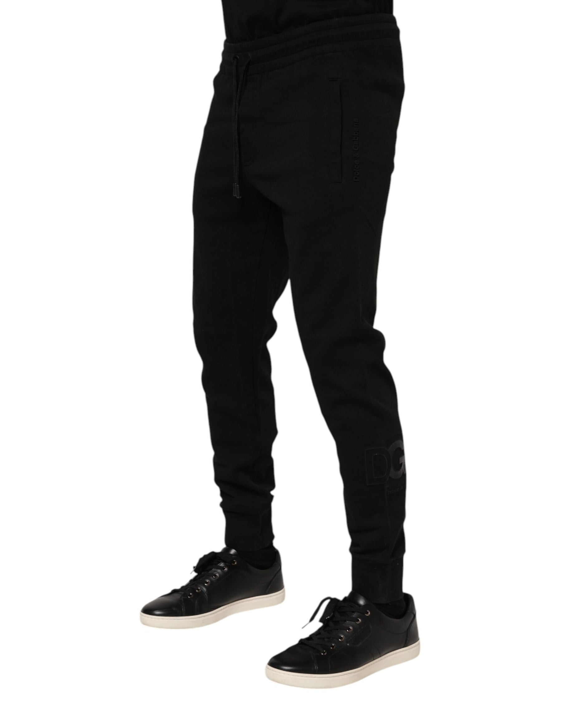 Dolce & Gabbana Black Cotton Jogger Jogging Men Trouser Pants | Regal Royce