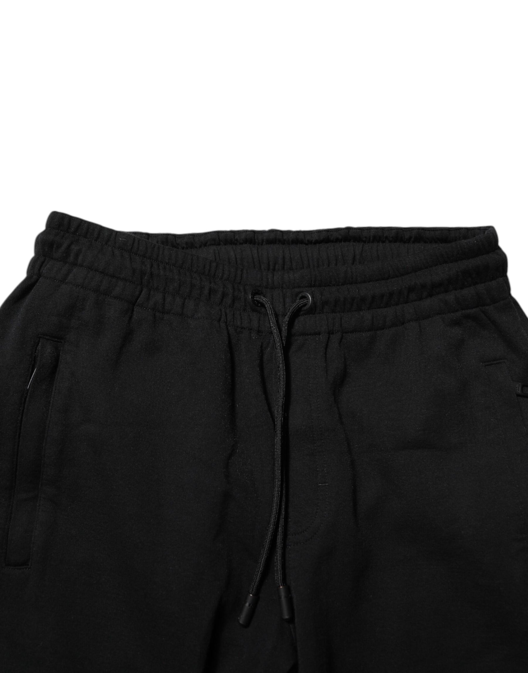 Dolce & Gabbana Black Cotton Jogger Jogging Men Trouser Pants | Regal Royce