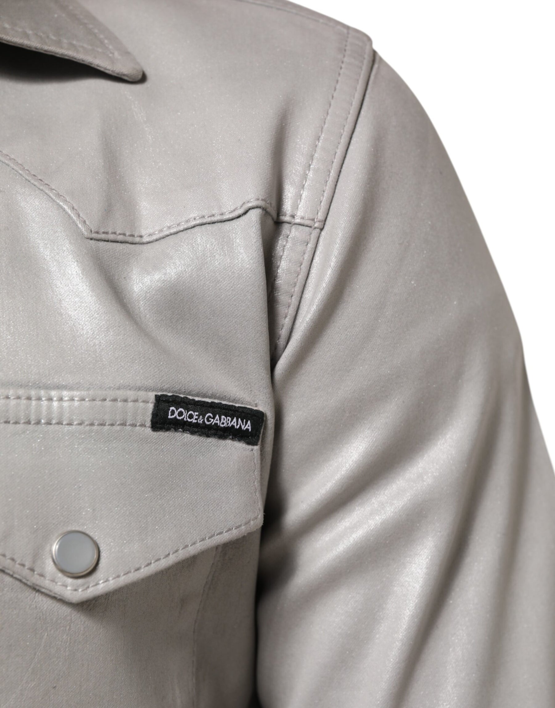 Dolce & Gabbana Metallic Gray Cotton Button Down Men Shirt | Regal Royce