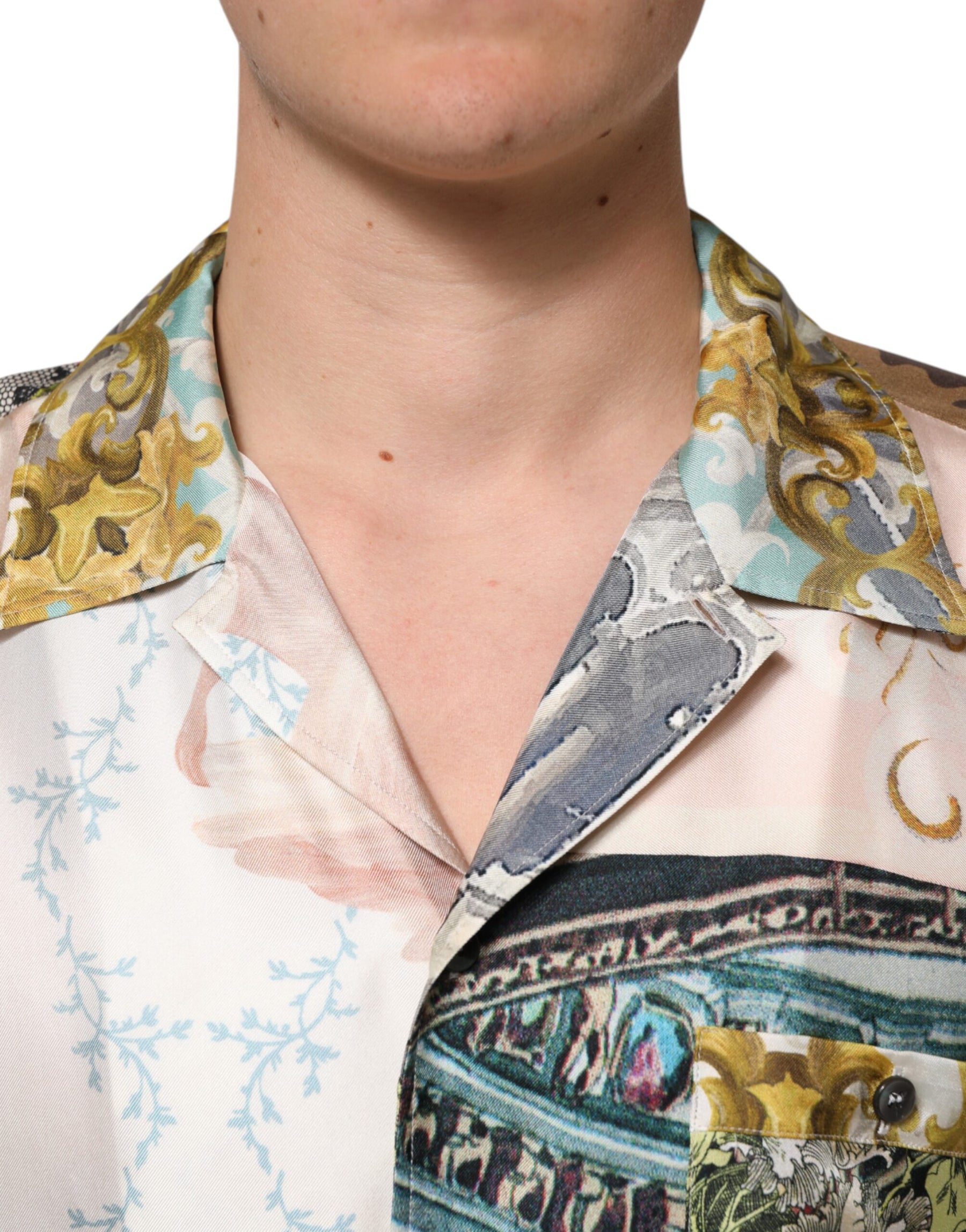 Dolce & Gabbana Multicolor Silk Opera Print Men Casual Shirt | Regal Royce