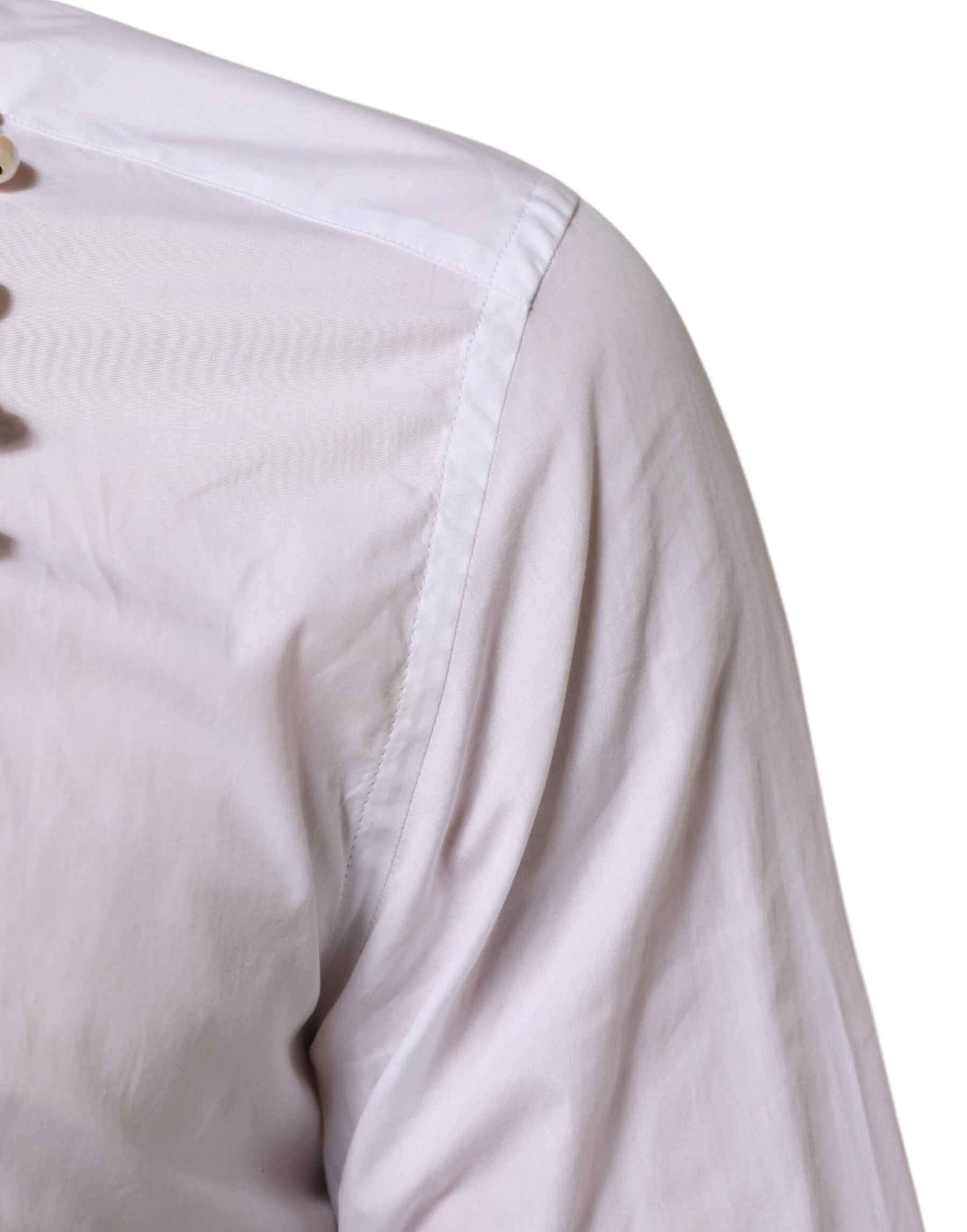 Dolce & Gabbana White Cotton DG Logo Pearl Chain Formal Shirt | Regal Royce