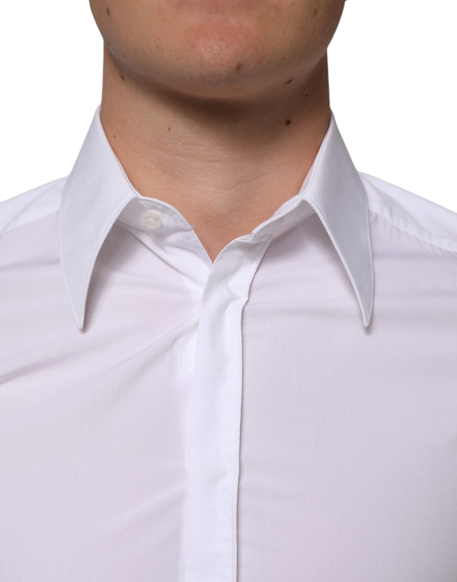 Dolce & Gabbana White Cotton MARTINI Long Sleeve Dress Shirt | Regal Royce