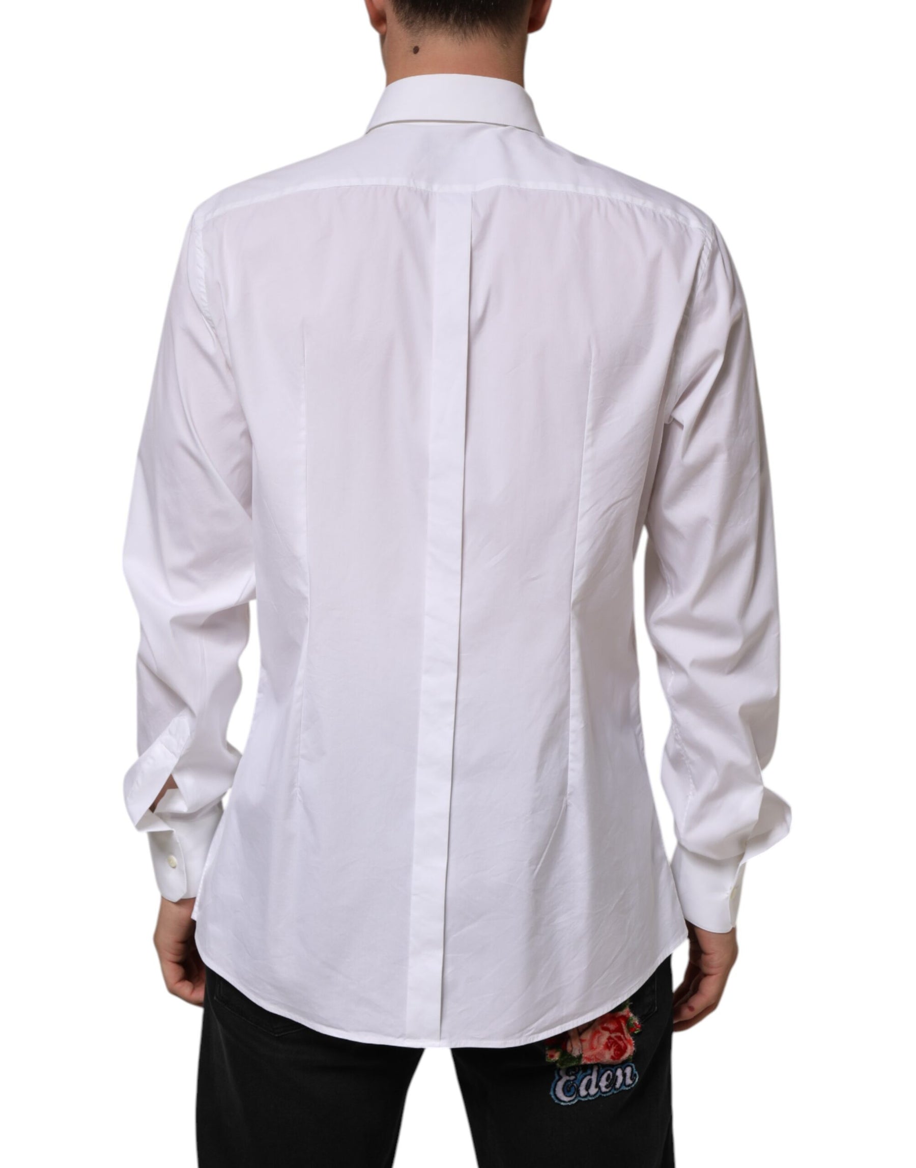 Dolce & Gabbana White Cotton GOLD Long Sleeves Formal Shirt | Regal Royce