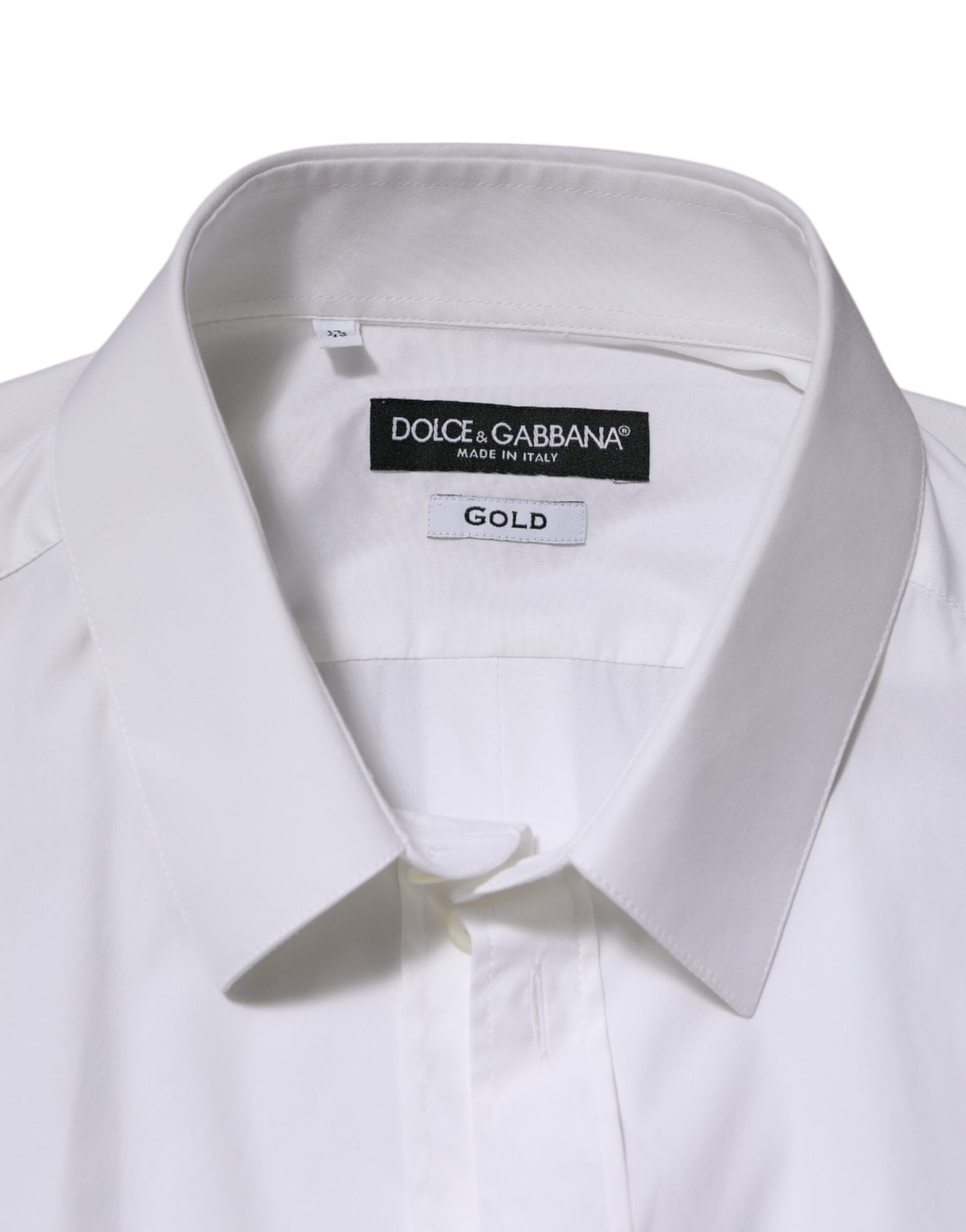 Dolce & Gabbana White Cotton GOLD Long Sleeves Formal Shirt | Regal Royce