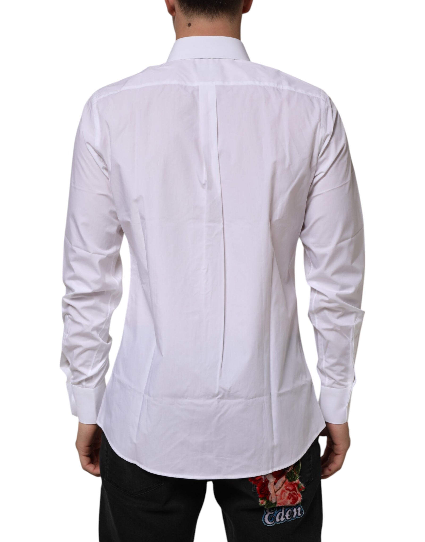 Dolce & Gabbana White Cotton Slim Fit Dress Formal Men Shirt | Regal Royce