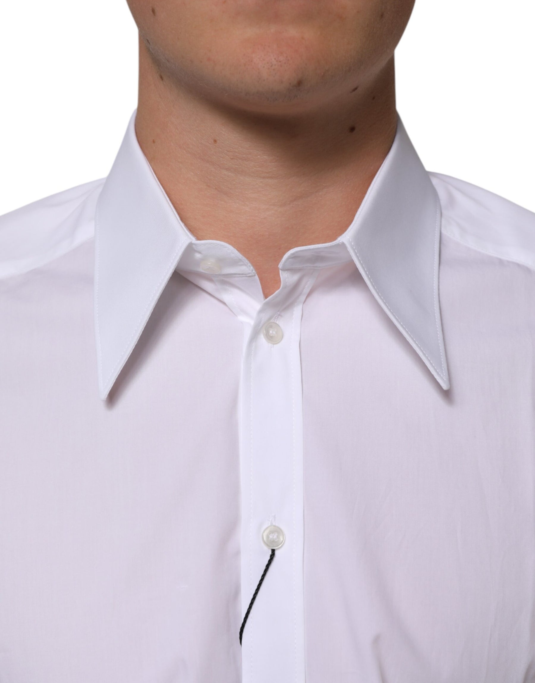 Dolce & Gabbana White Cotton Slim Fit Dress Formal Men Shirt | Regal Royce