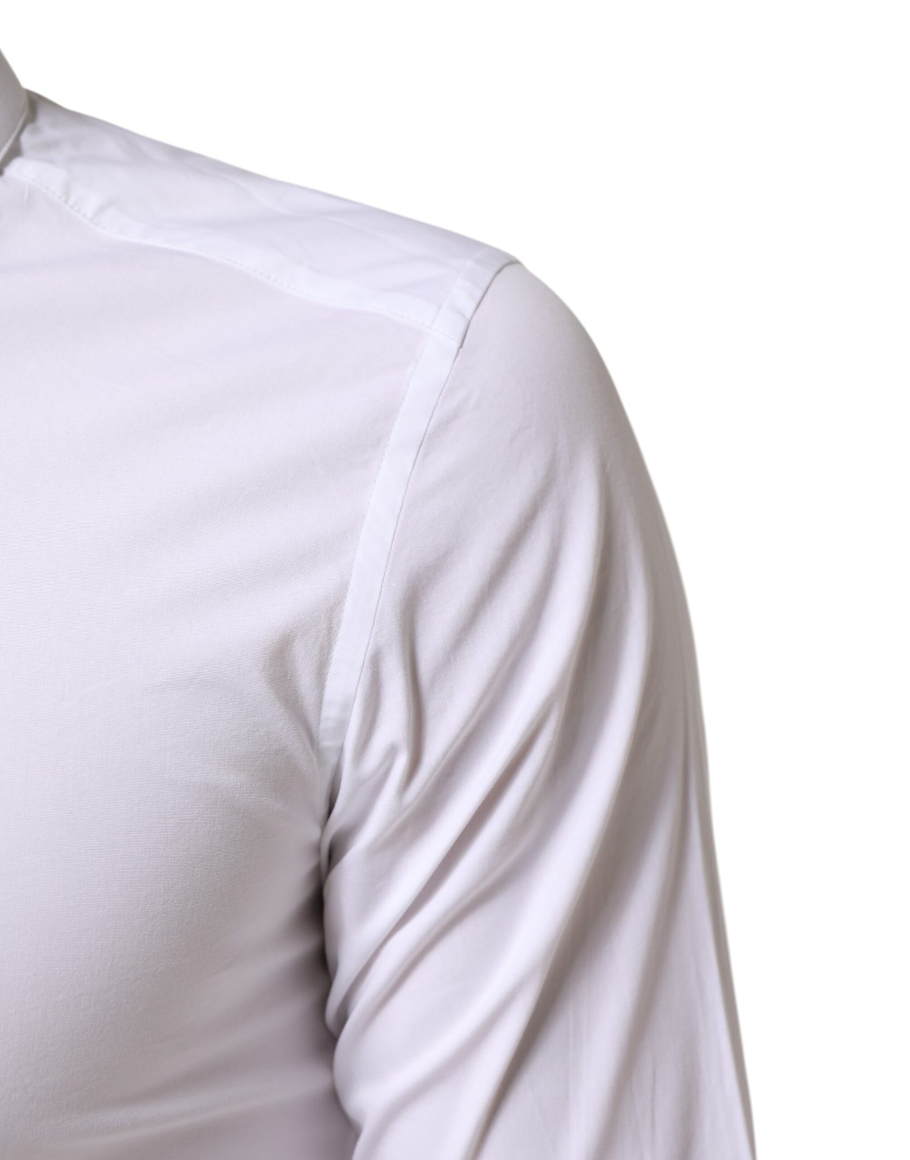 Dolce & Gabbana White GOLD Cotton Long Sleeves Dress Men Shirt | Regal Royce