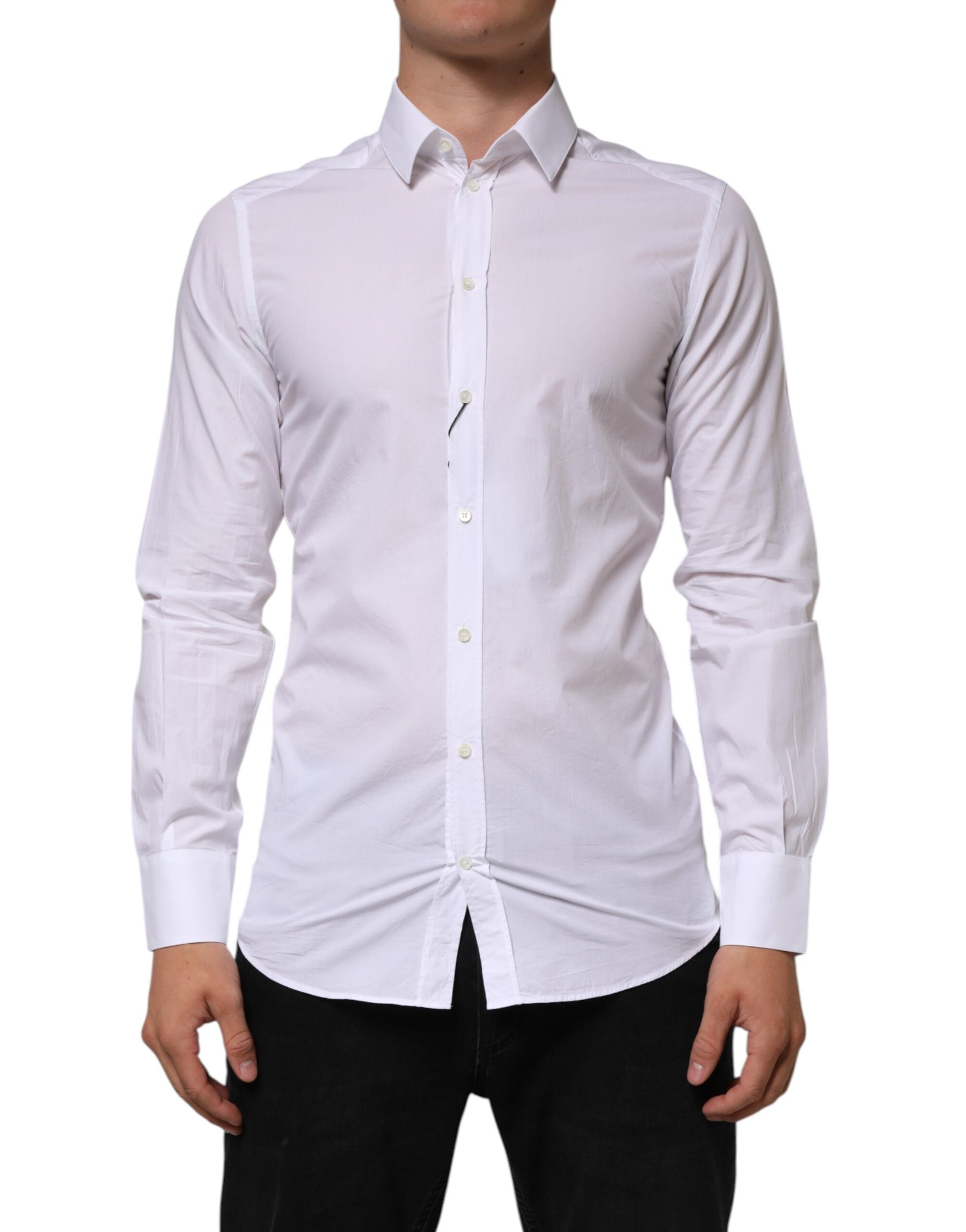 Dolce & Gabbana White Cotton GOLD Formal Men Longsleeves Shirt | Regal Royce