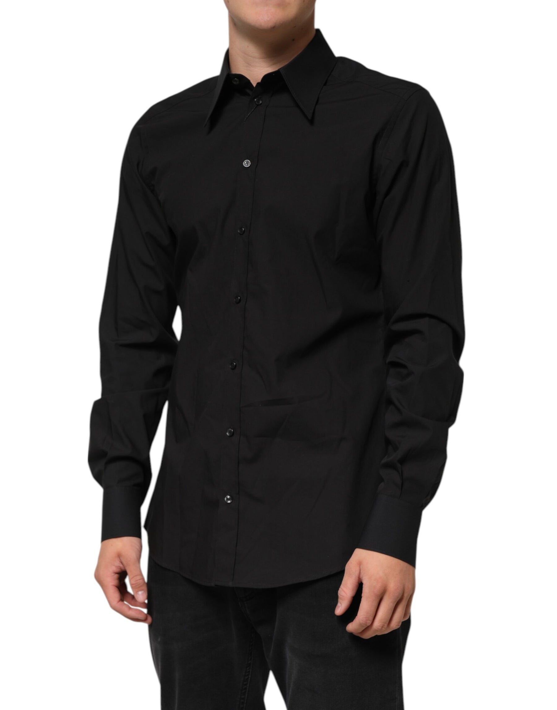 Dolce & Gabbana Black MARTINI Slim Fit Dress Formal Men Shirt | Regal Royce