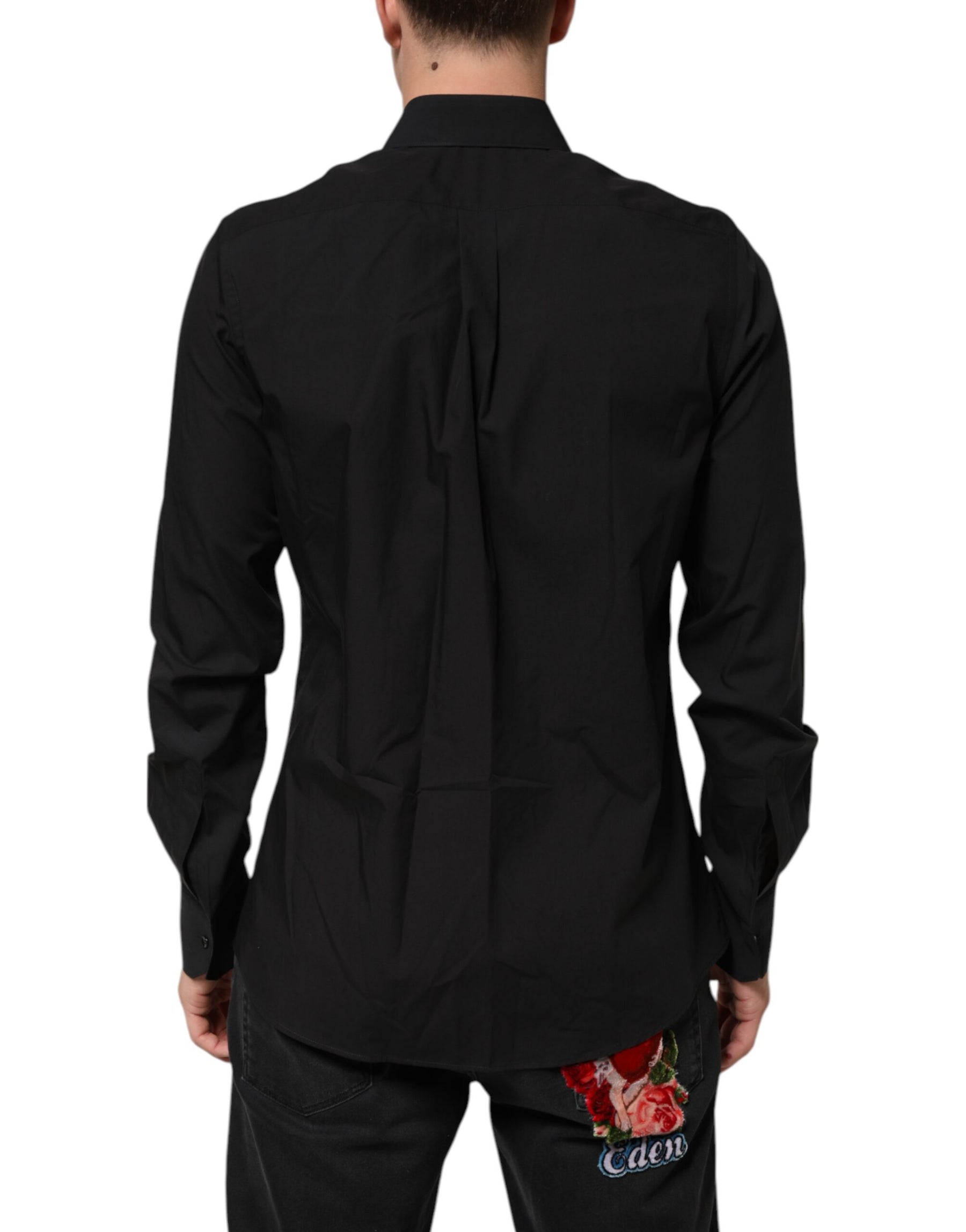 Dolce & Gabbana Black MARTINI Slim Fit Dress Formal Men Shirt | Regal Royce