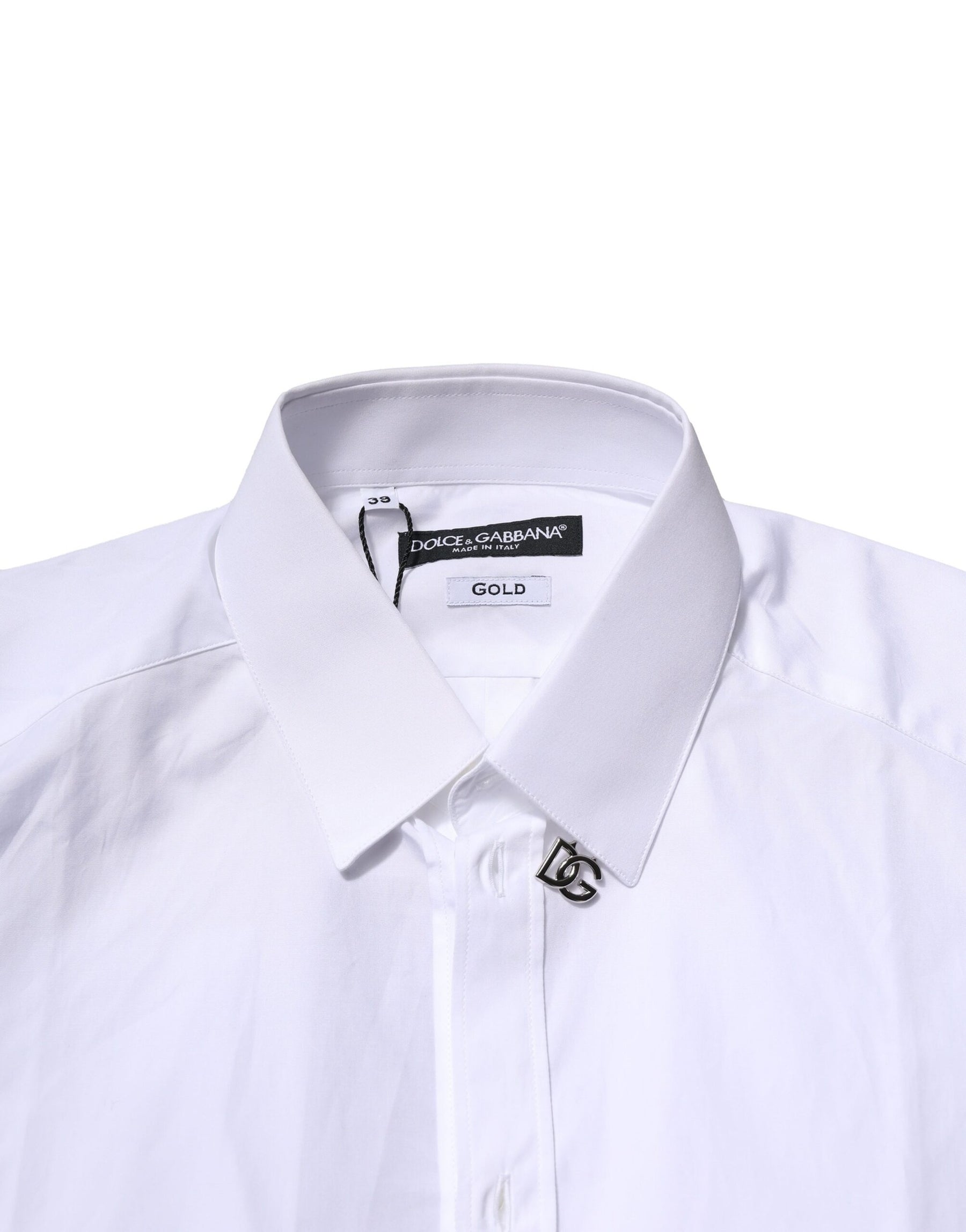 Dolce & Gabbana White Cotton GOLD Long Sleeves Formal Shirt | Regal Royce