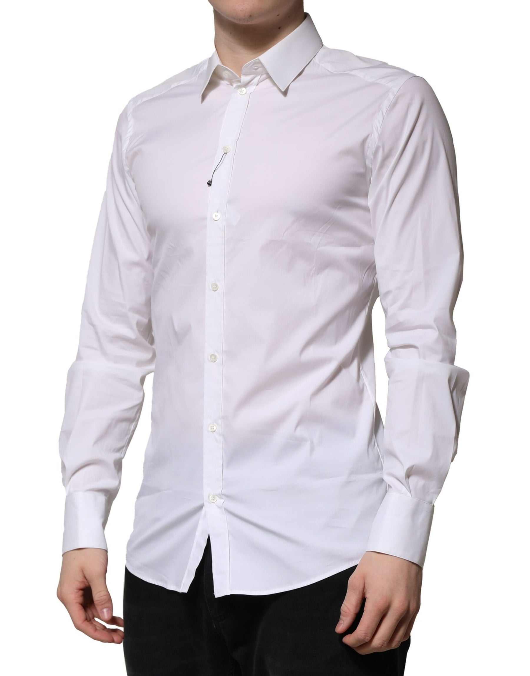 Dolce & Gabbana White Cotton GOLD Long Sleeves Formal Shirt | Regal Royce