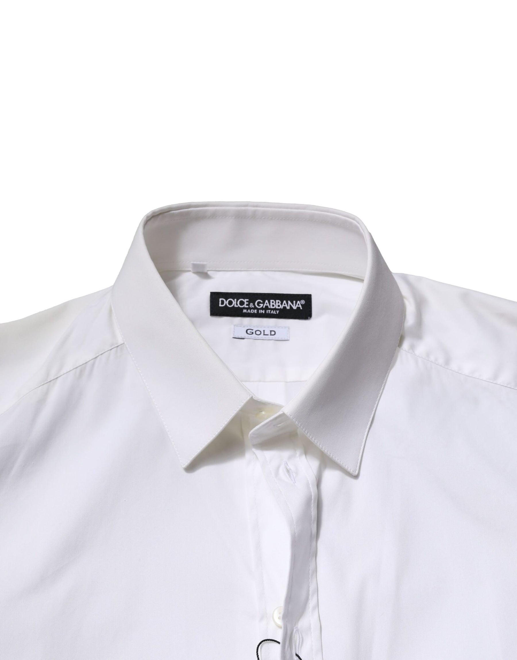 Dolce & Gabbana White Cotton GOLD Long Sleeves Formal Shirt | Regal Royce