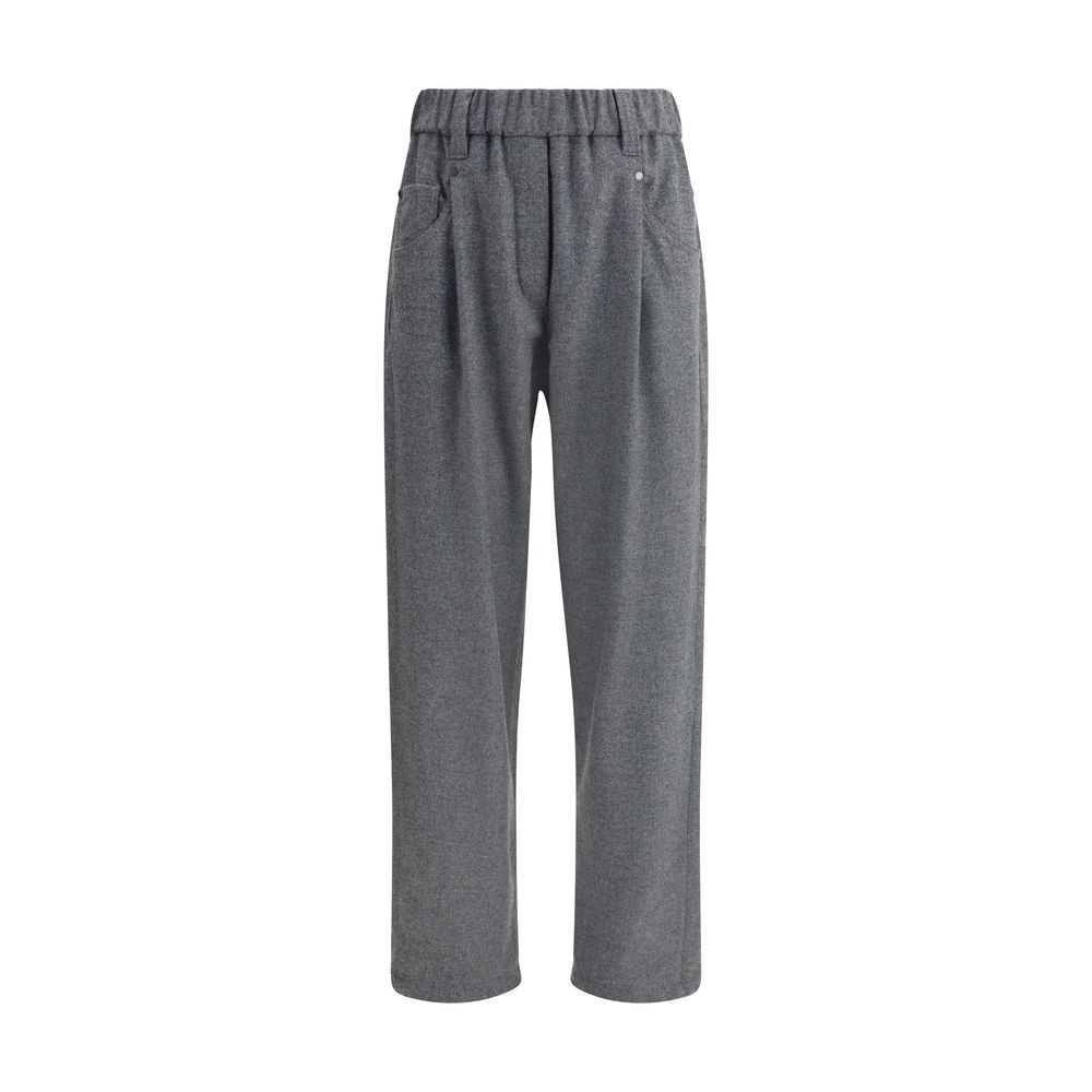 Brunello Cucinelli Gray Fleece Wool Casual Pants | Regal Royce