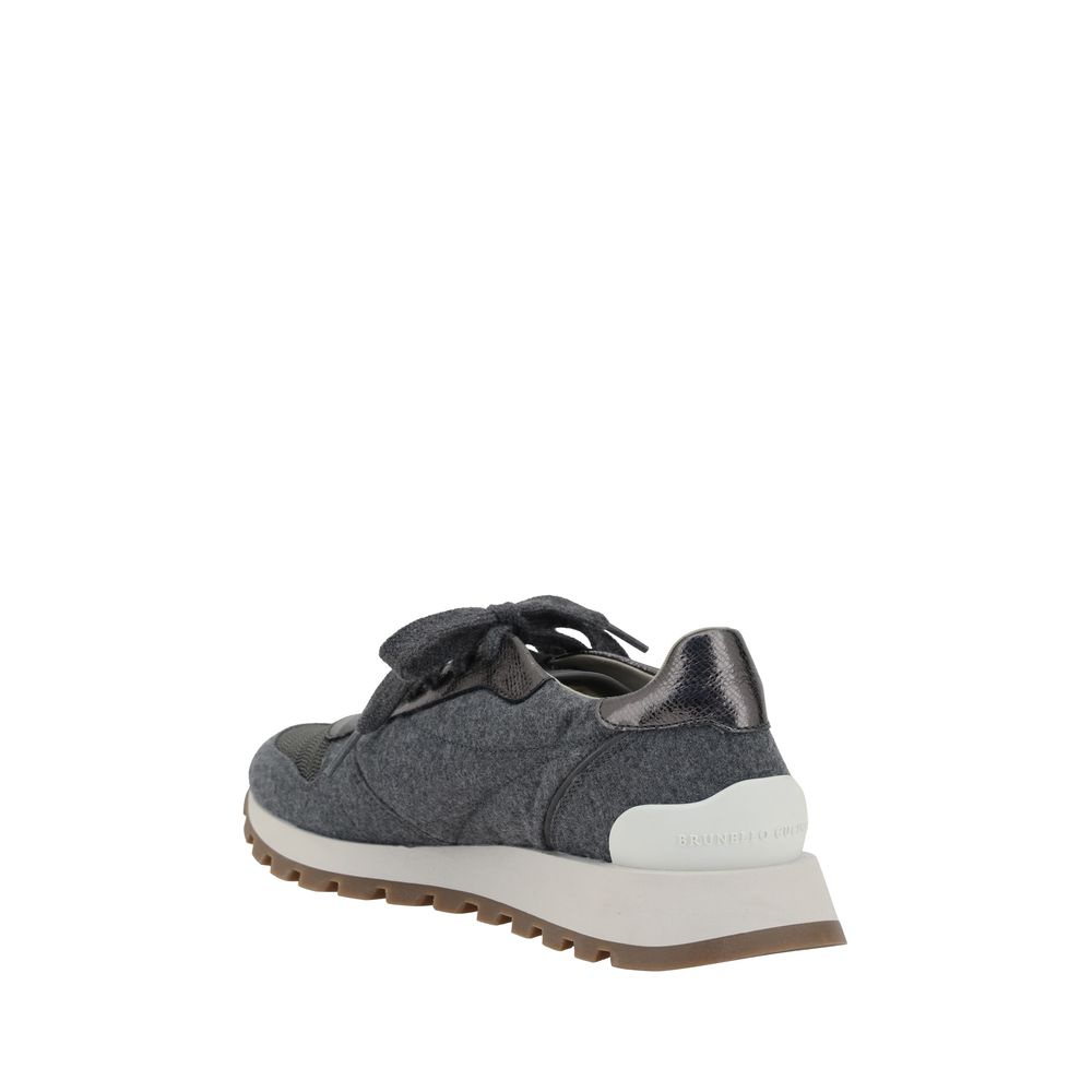 Brunello Cucinelli Gray Fleece Wool Sneakers | Regal Royce