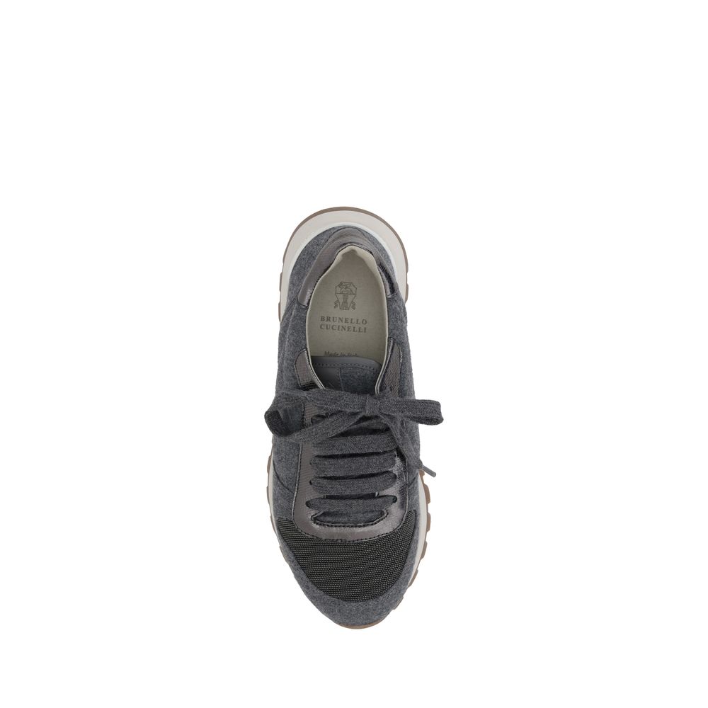 Brunello Cucinelli Gray Fleece Wool Sneakers | Regal Royce