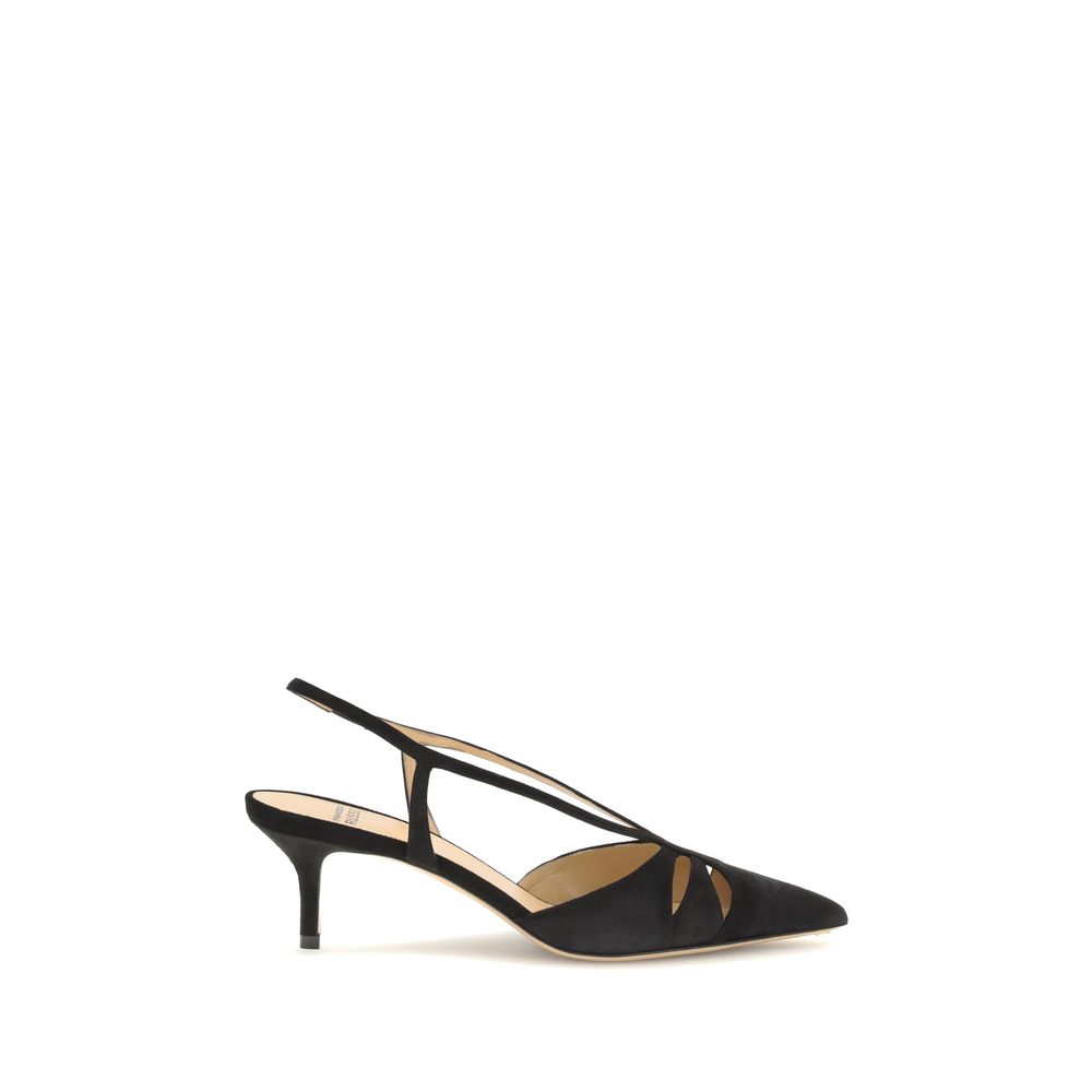 Francesco Russo Black Calf Leather Bos Taurus Mid Heel Pumps | Regal Royce