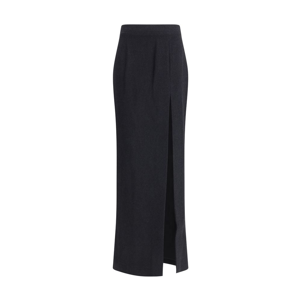 Alessandra Rich Black Fleece Wool Long Skirt | Regal Royce