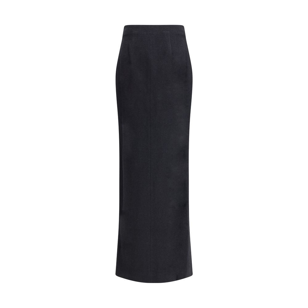 Alessandra Rich Black Fleece Wool Long Skirt | Regal Royce