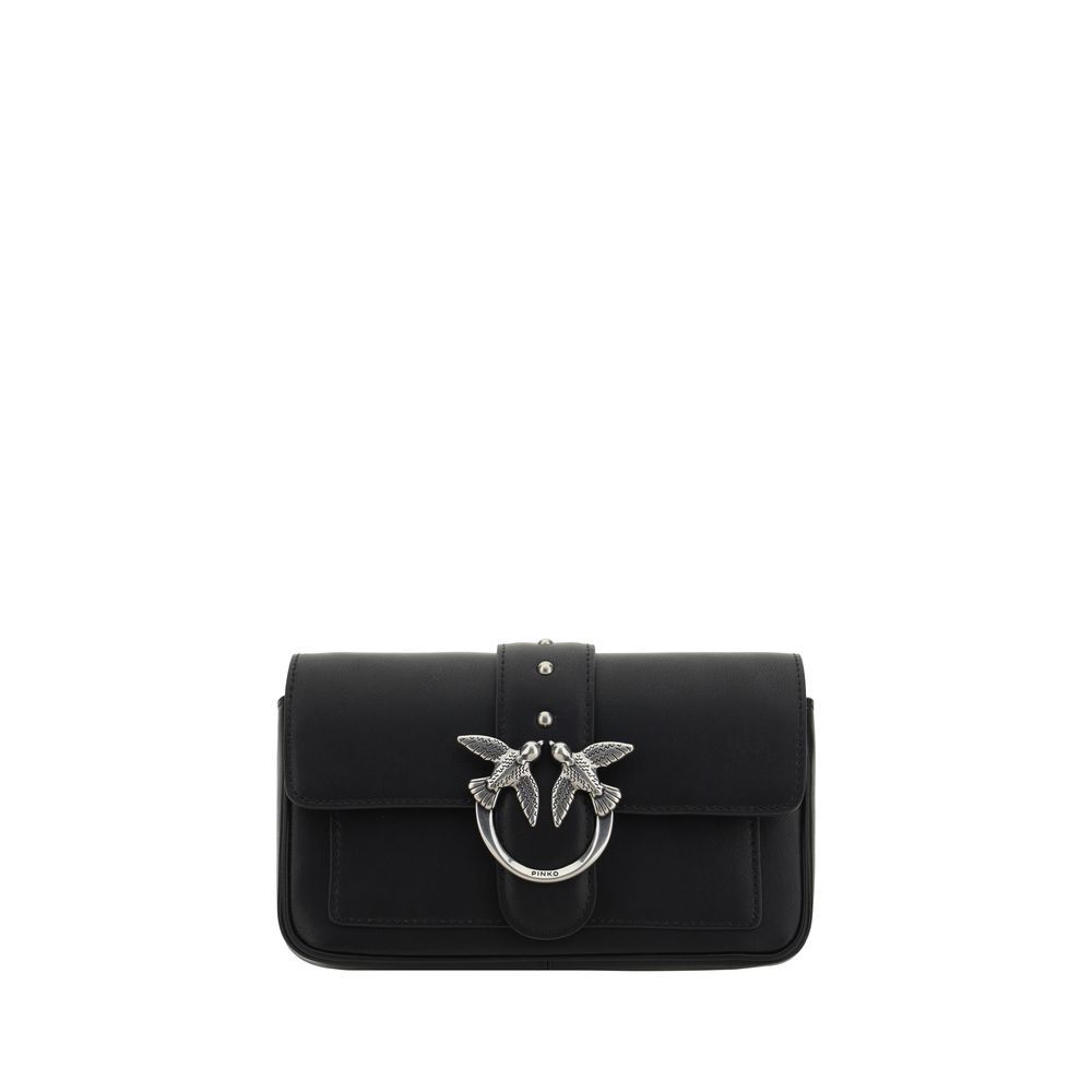 PINKO Black Calf Leather Bos Taurus Shoulder Bag | Regal Royce