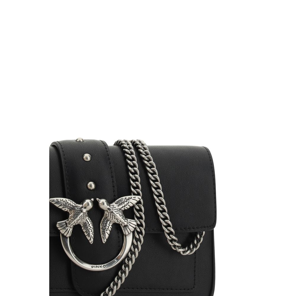 PINKO Black Calf Leather Bos Taurus Shoulder Bag | Regal Royce