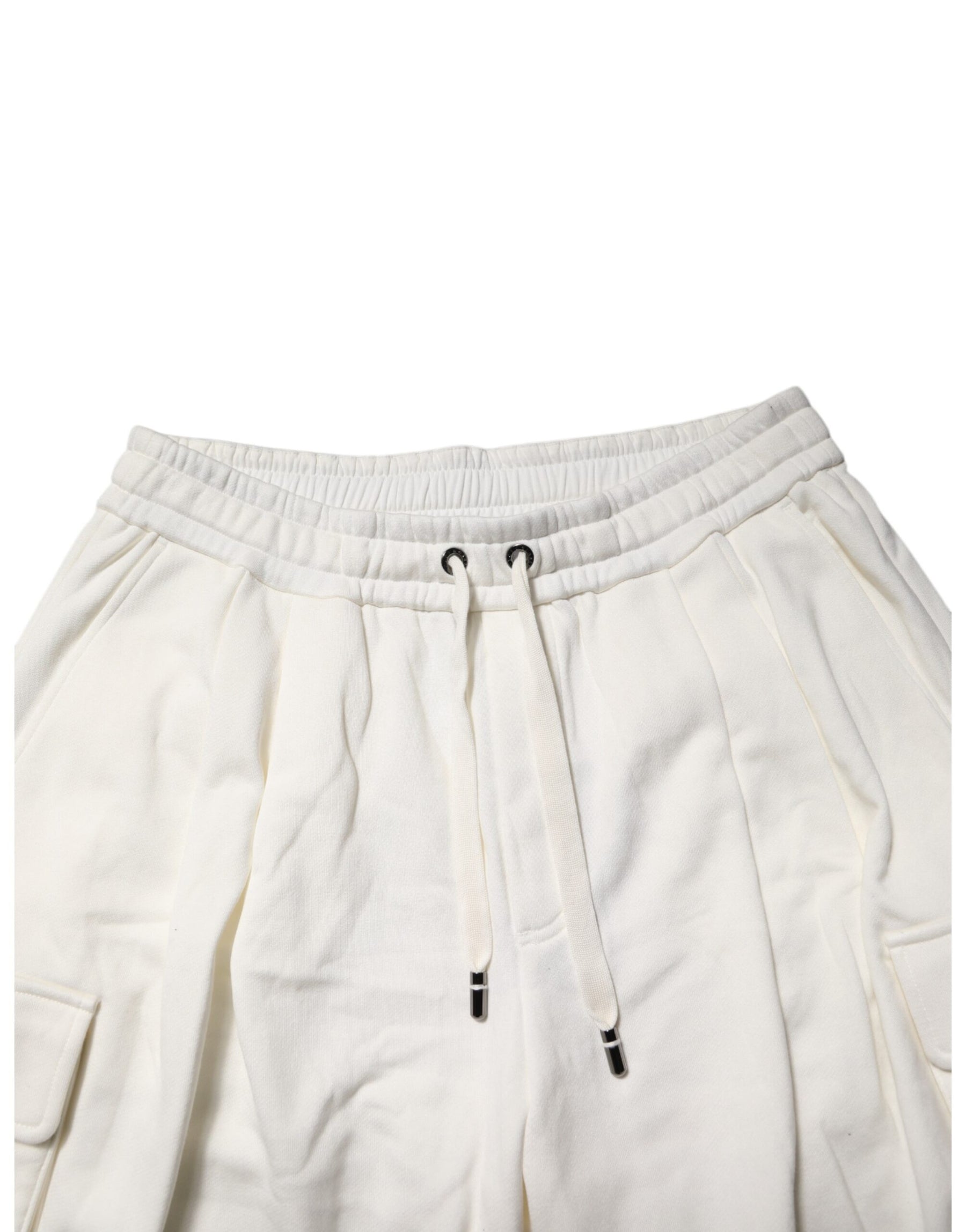 Dolce & Gabbana White Cotton Cargo Bermuda Sweatshorts Shorts | Regal Royce