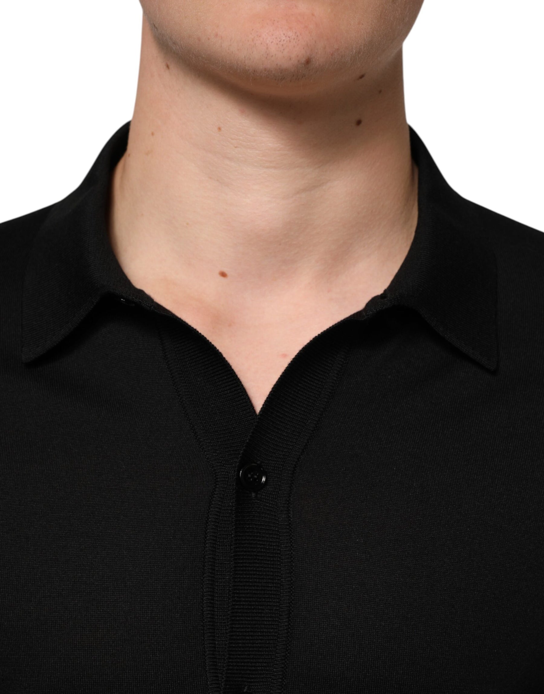 Dolce & Gabbana Black Silk Button Up Lightweight Sweater | Regal Royce