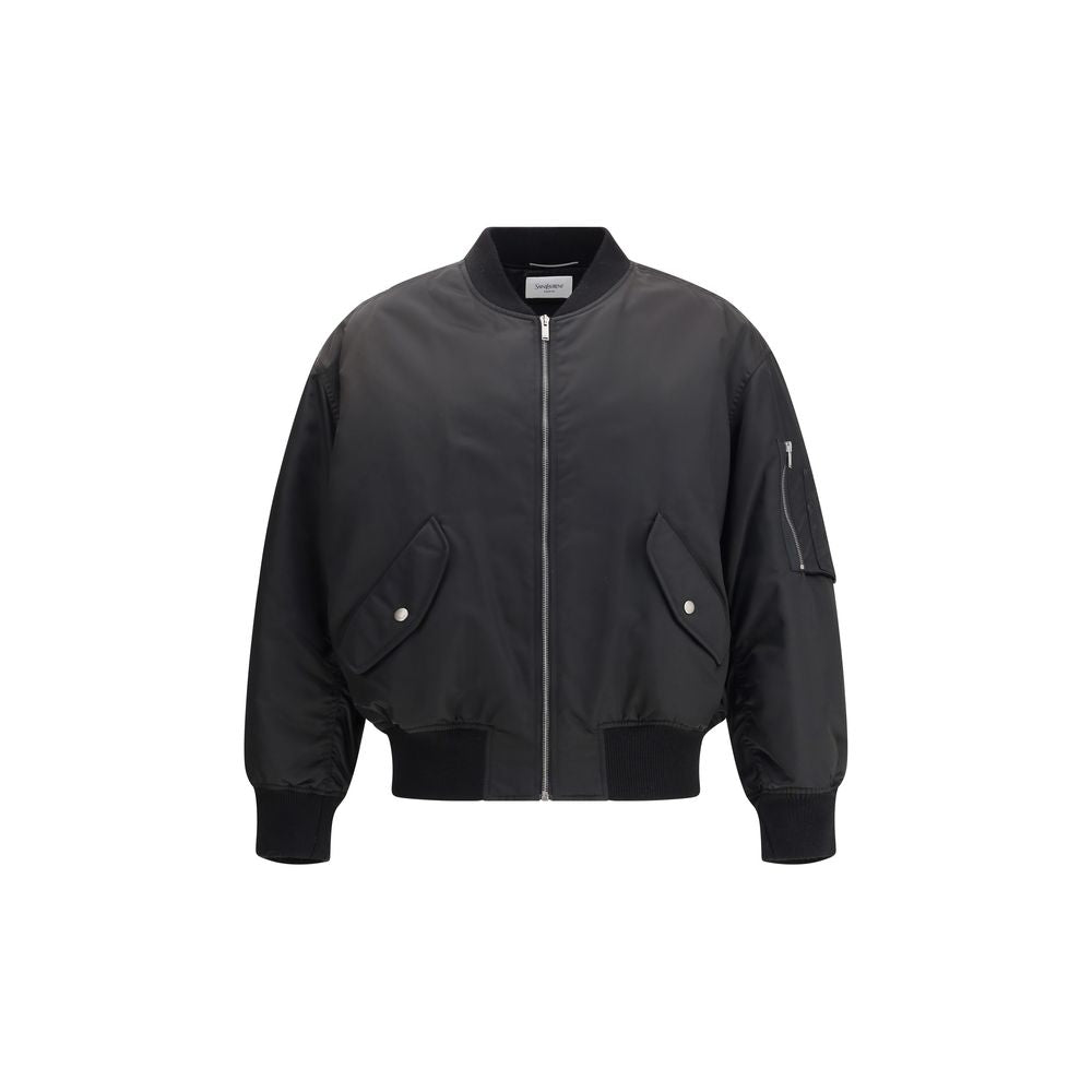 Saint Laurent Black Polyamide Bomber | Regal Royce