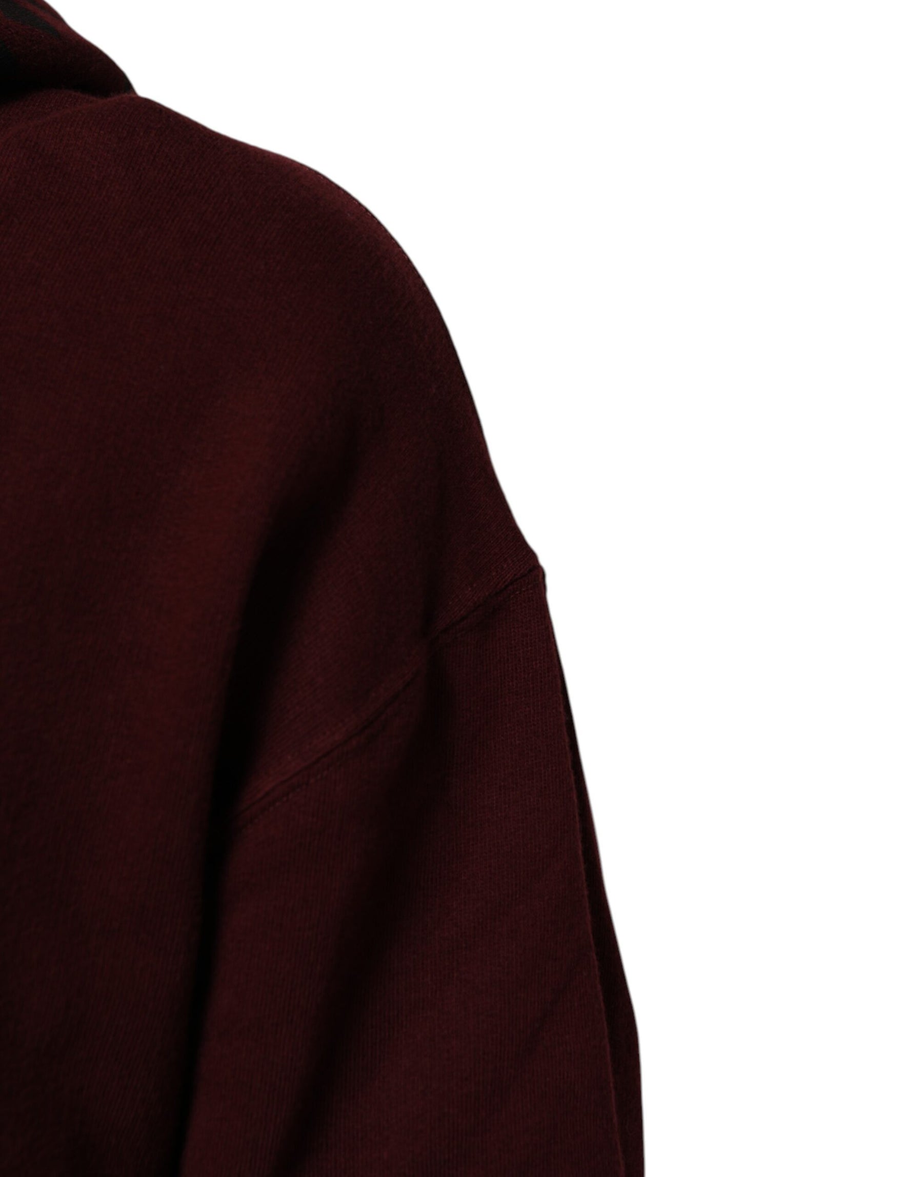 Dolce & Gabbana Burgundy Cotton Plaid Lined Men Hoodie Sweater | Regal Royce
